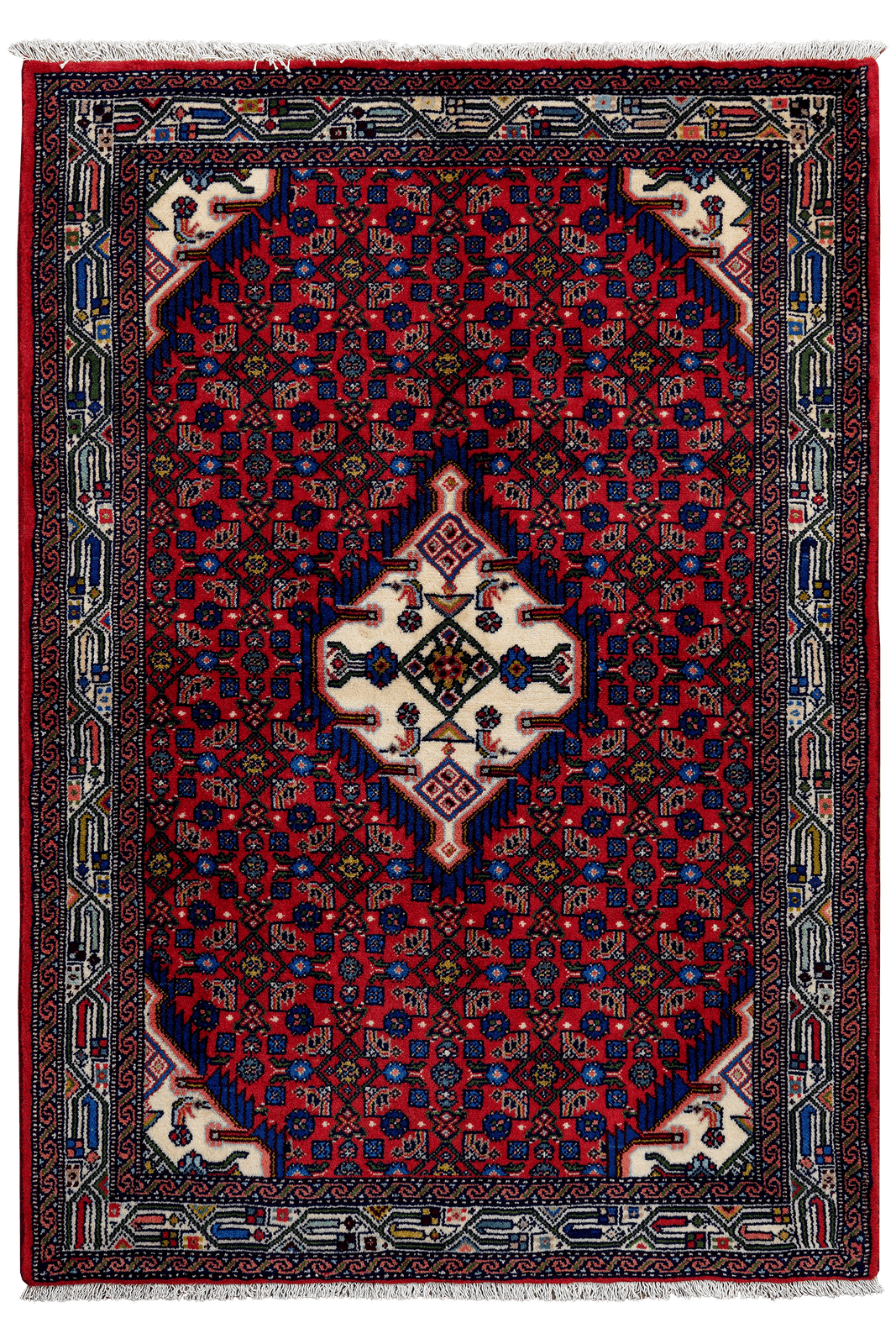 Assadabad — Hand-knotted, 106x152 cm, Red, 100% Virgin Wool | Main view