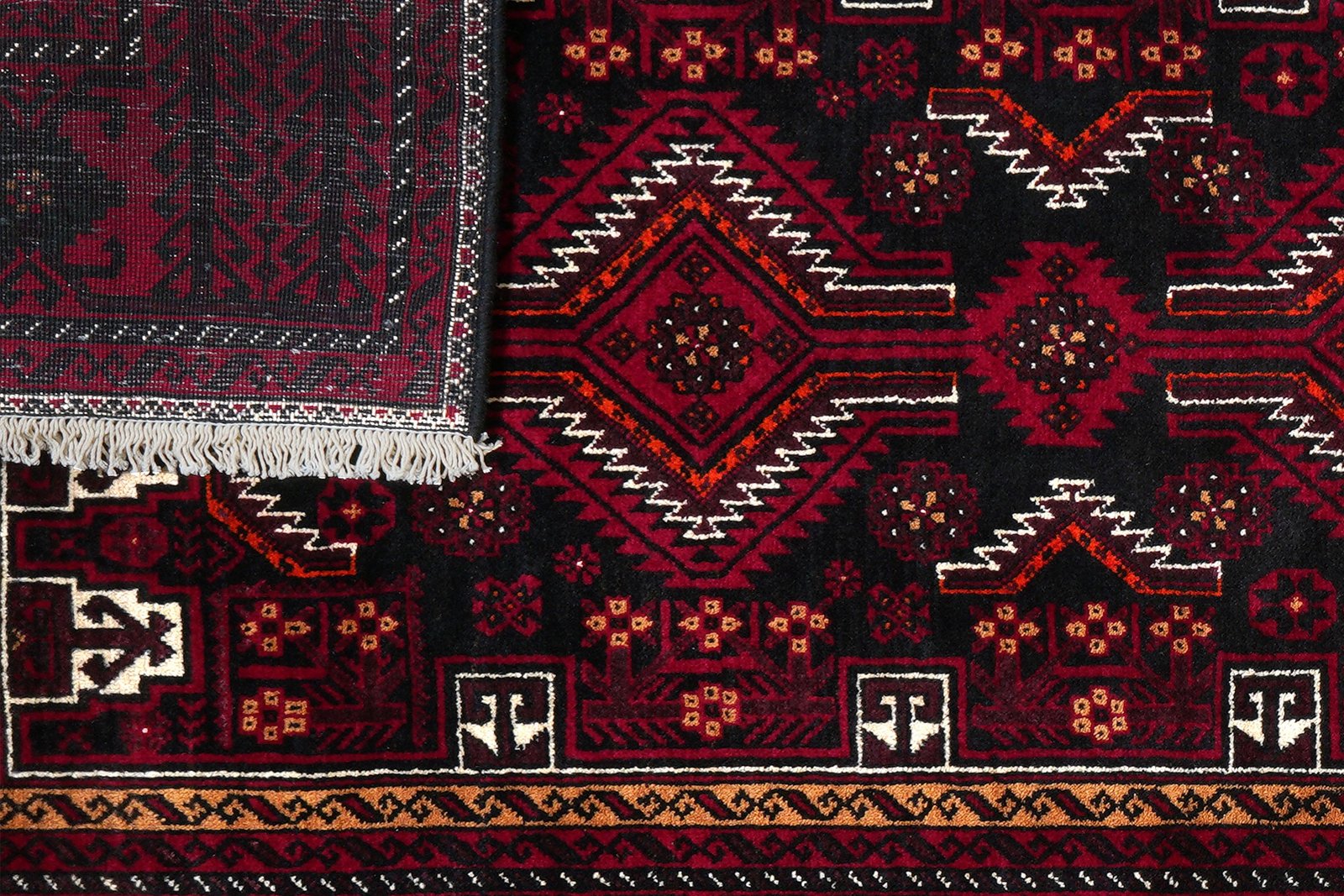 Belutch — Hand-knotted, 107x225 cm, Black, 100% Virgin Wool | View 7