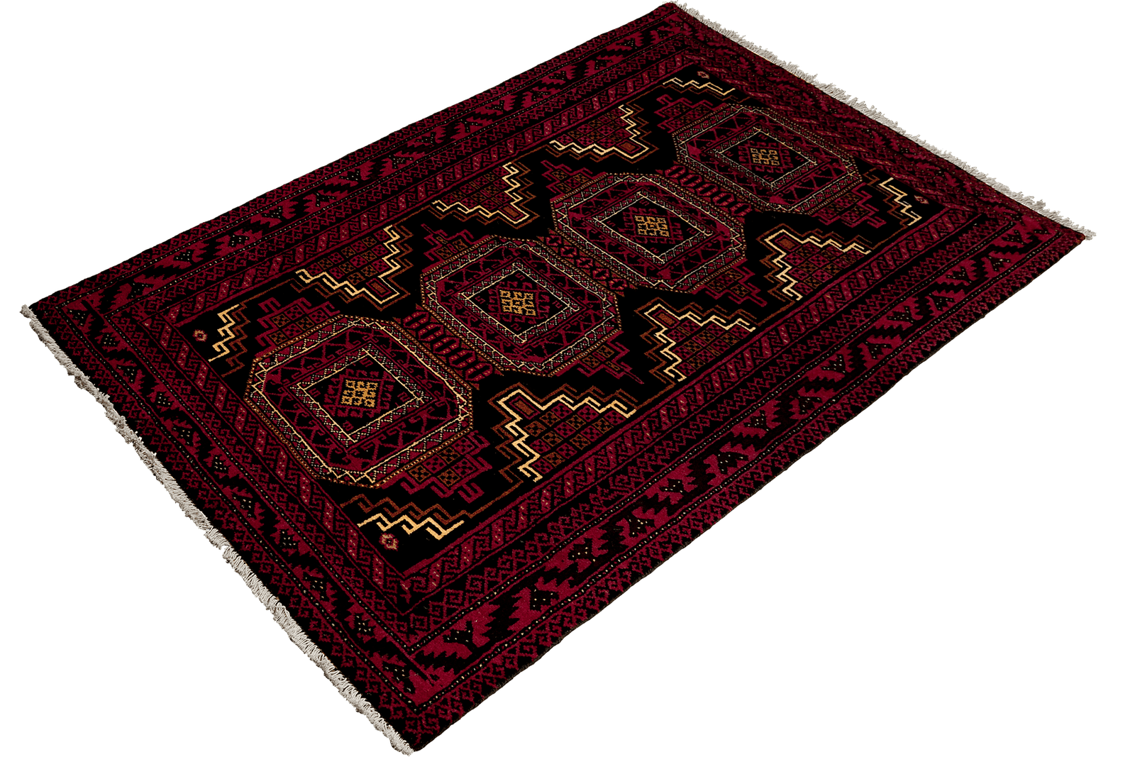 Belutch — Hand-knotted, 102x204 cm, Black, 100% Virgin Wool | View 5