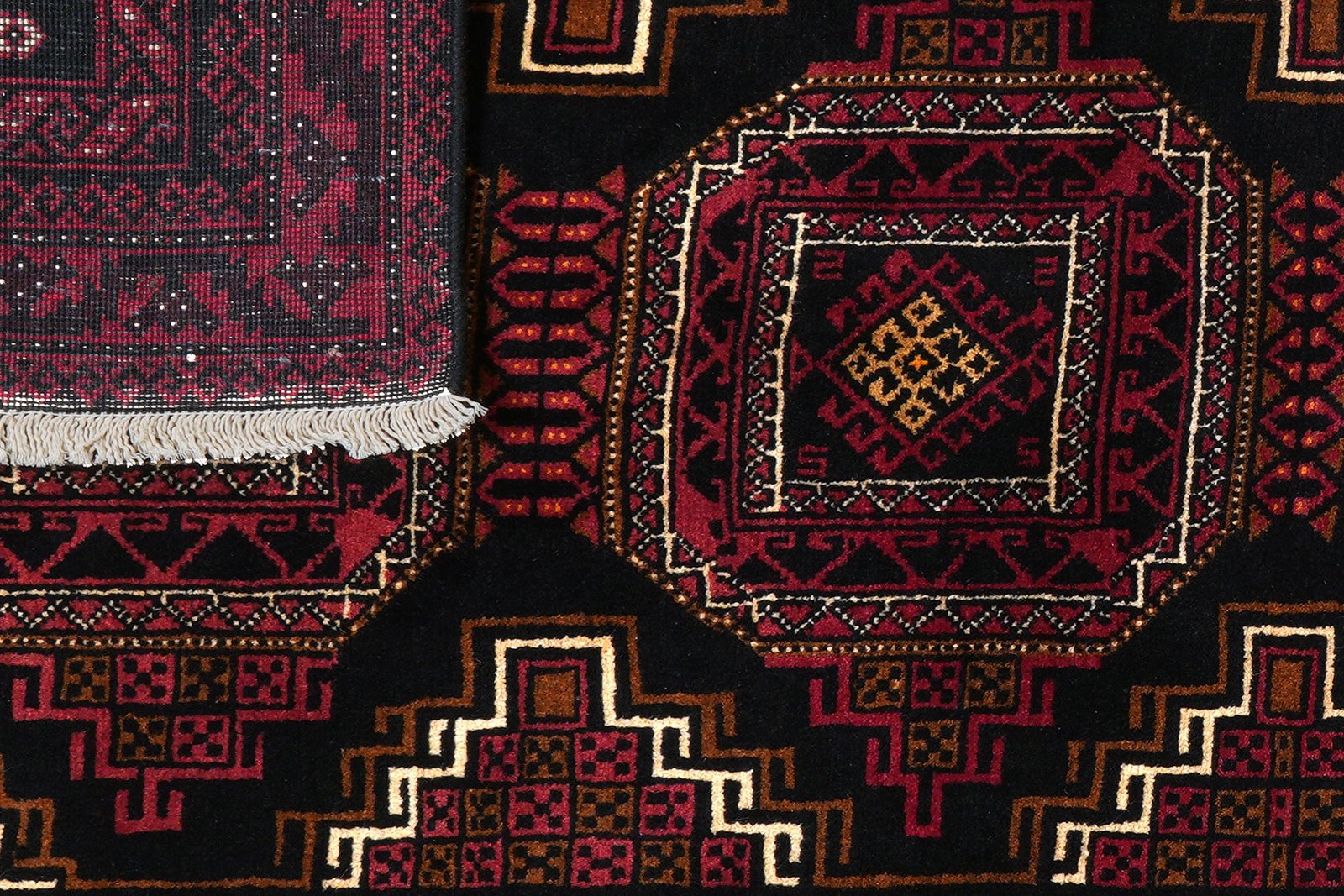 Belutch — Hand-knotted, 102x204 cm, Black, 100% Virgin Wool | View 7