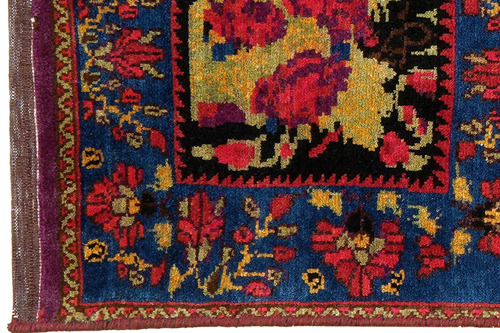 Khorjin — Handgefertigt, 107x78 cm, Blau, 100% Virgin Wool | Back view