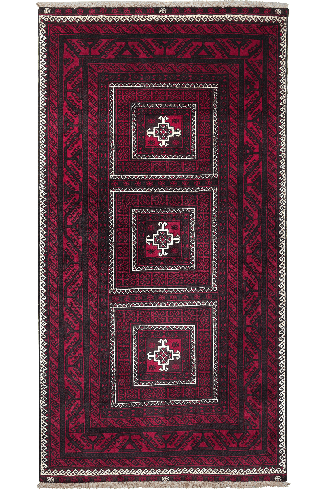Belutch — Hand-knotted, 102x196 cm, Black, 100% Virgin Wool | Main view