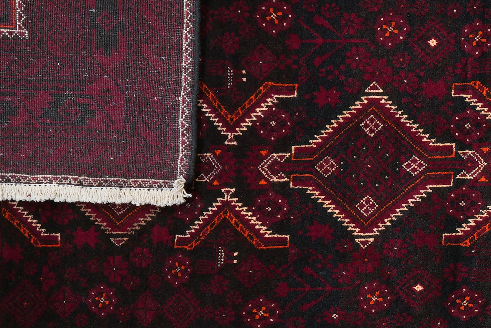 Belutch — Hand-knotted, 107x217 cm, Black, 100% Virgin Wool | View 7