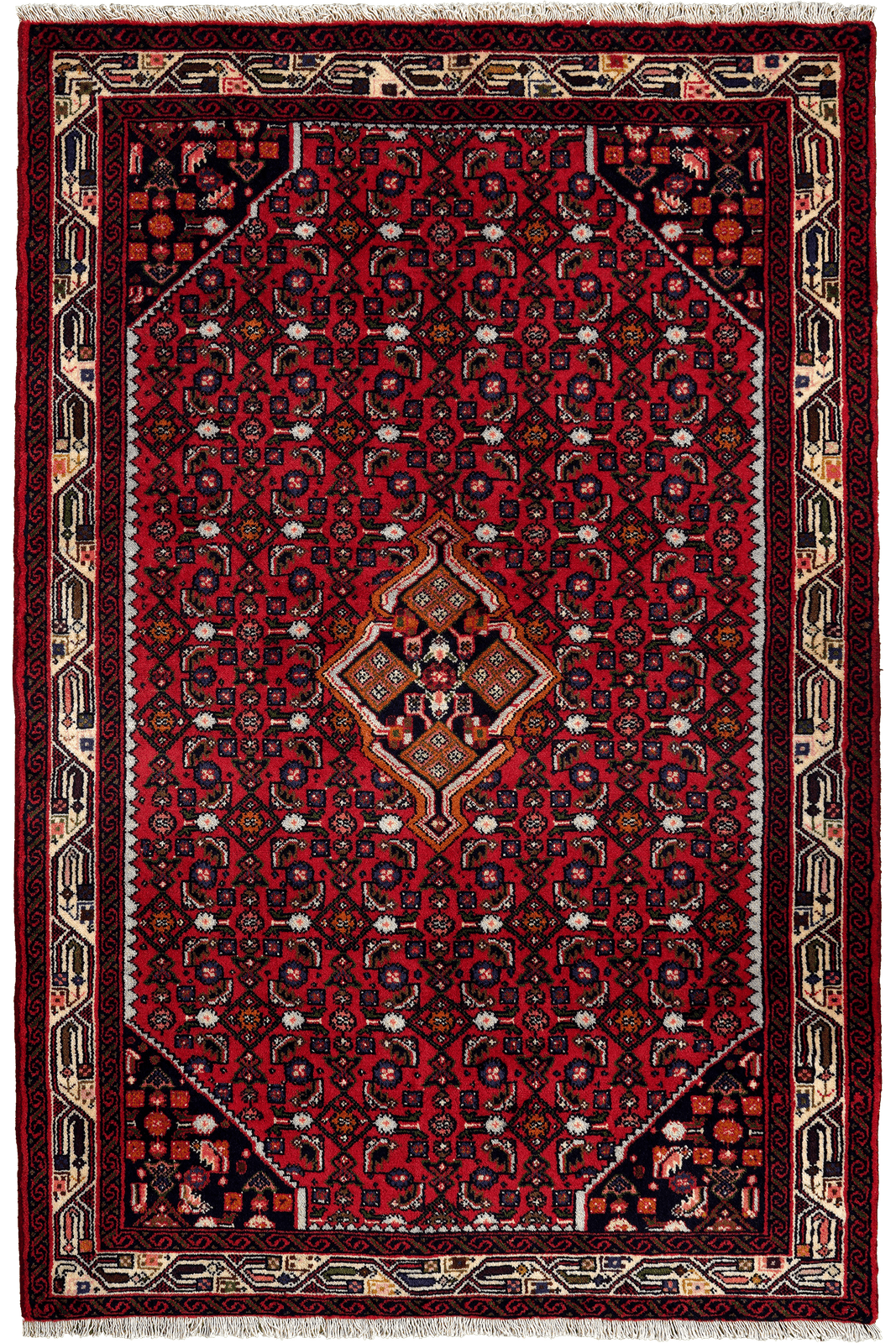 Assadabad — Hand-knotted, 106x161 cm, Red, 100% Virgin Wool | Main view
