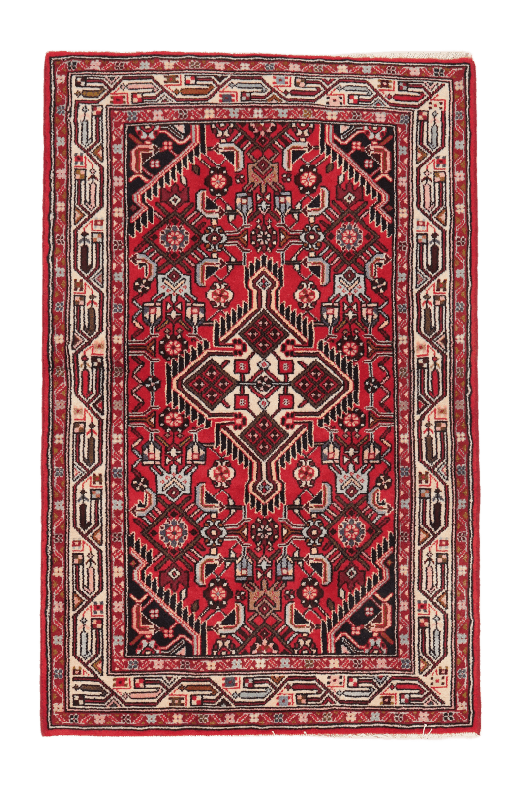 Assadabad — Hand-knotted, 81x127 cm, Red, 100% Virgin Wool | Main view