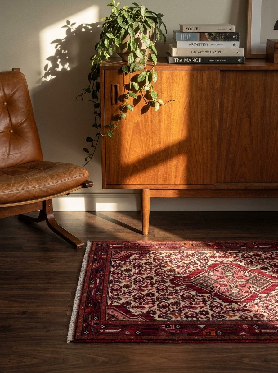 Assadabad — Hand-knotted, 82x144 cm, Beige, 100% Virgin Wool | Back view