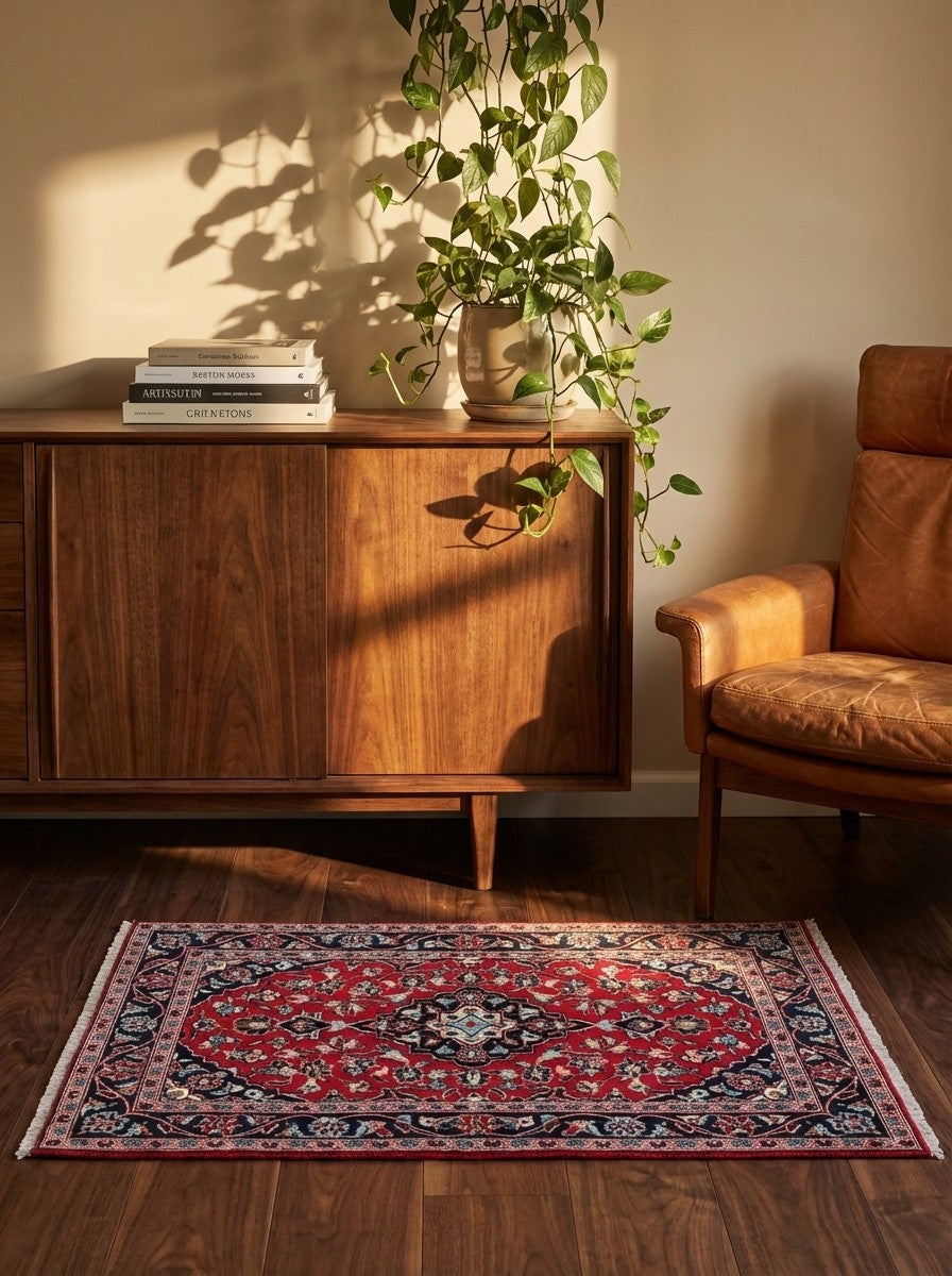 Ardakan — Hand-knotted, 98x144 cm, Red, 100% Virgin Wool | Back view