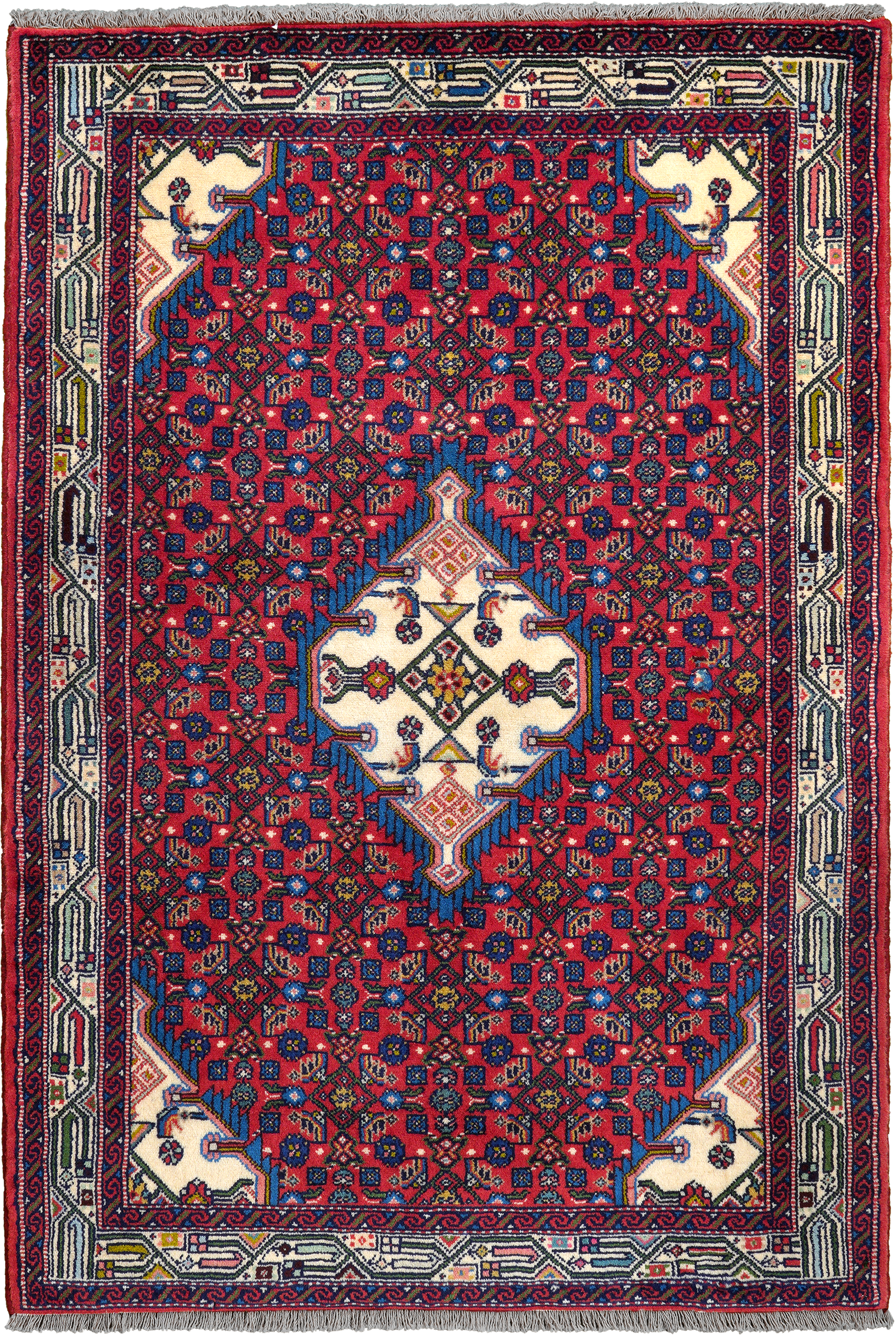 Assadabad — Hand-knotted, 107x154 cm, Red, 100% Virgin Wool | Main view
