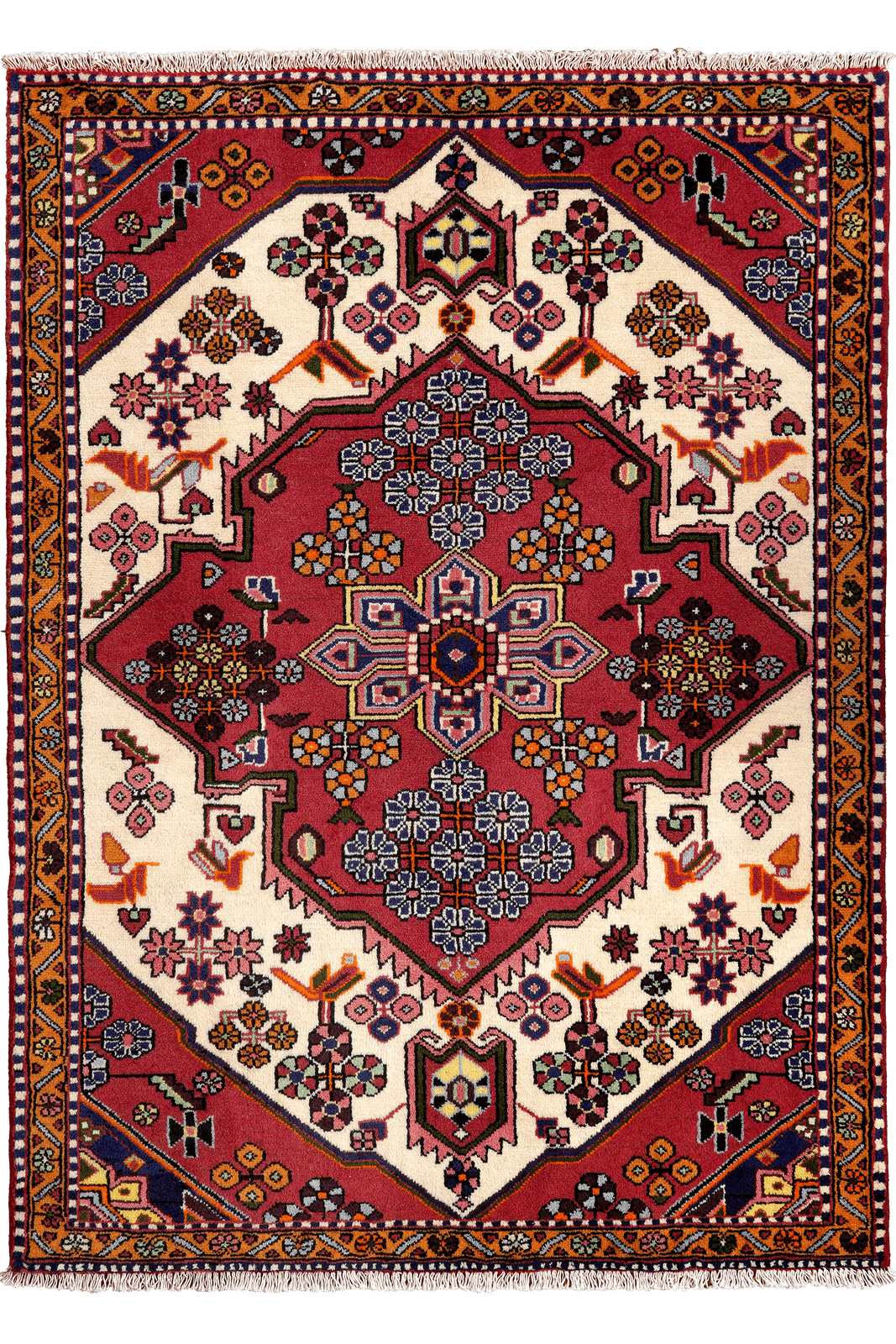 Saveh — Hand-knotted, 108x150 cm, Beige, 100% Virgin Wool | Main view
