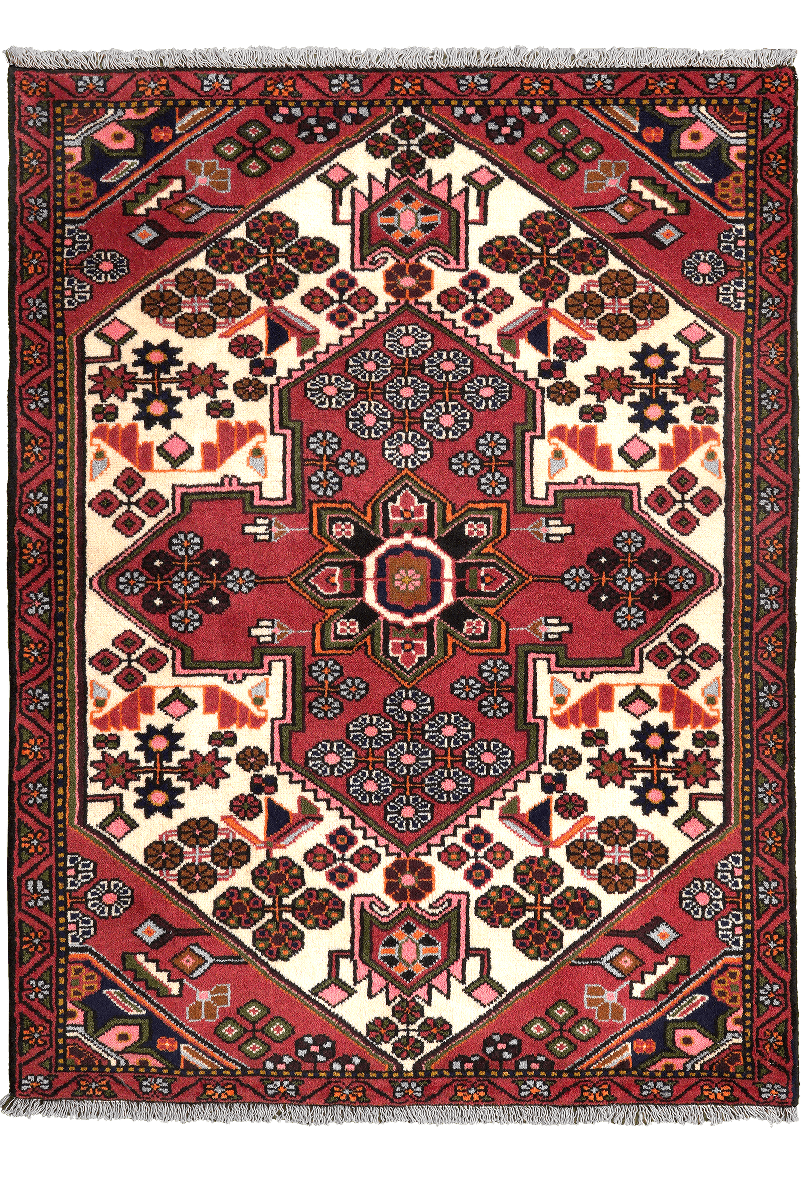 Saveh — Hand-knotted, 104x141 cm, Beige, 100% Virgin Wool | Main view