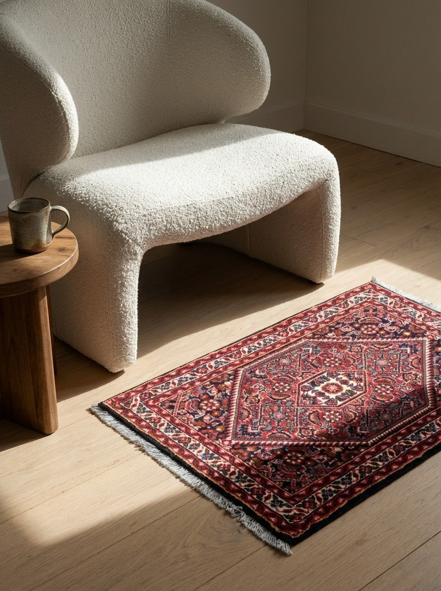 Bidjar Zandjan — Hand-knotted, 45x65 cm, Blue, 100% Virgin Wool | Detail view