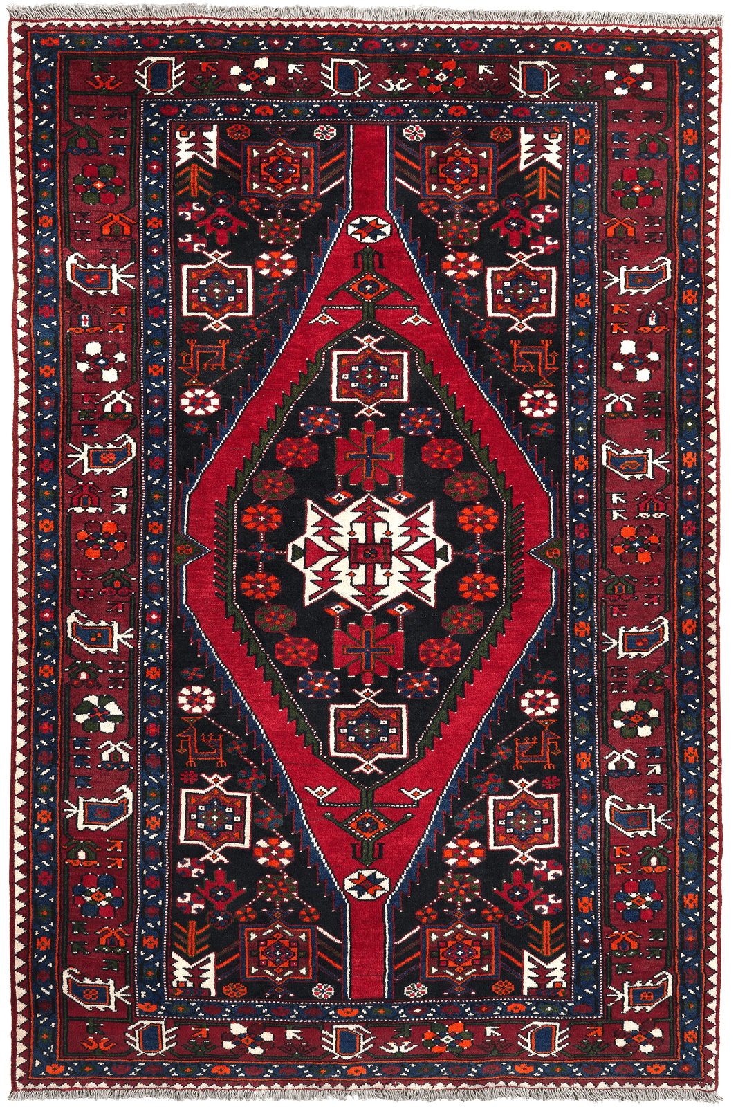 Shahsavan — Hand-knotted, 141x214 cm, Red, 100% Virgin Wool | Main view