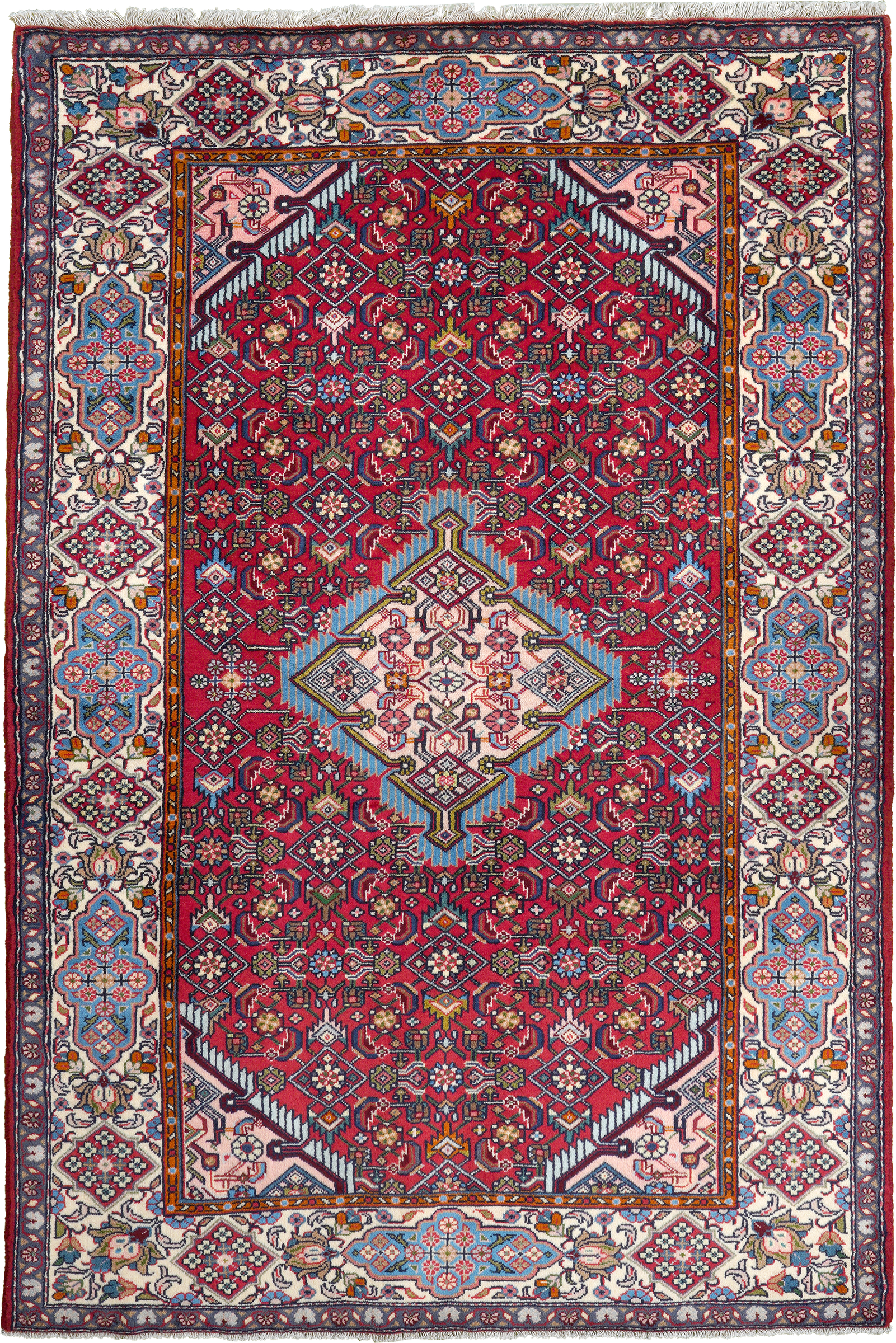 Assadabad — Hand-knotted, 125x191 cm, Red, 100% Virgin Wool | Main view