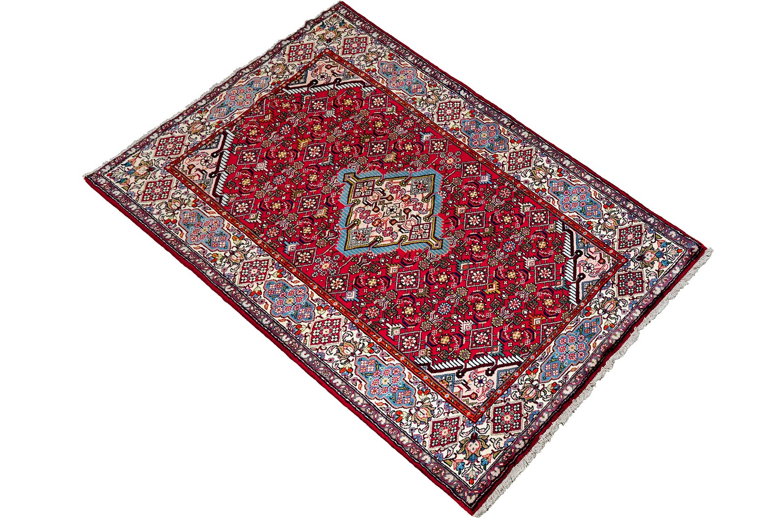 Assadabad — Hand-knotted, 125x191 cm, Red, 100% Virgin Wool | View 4
