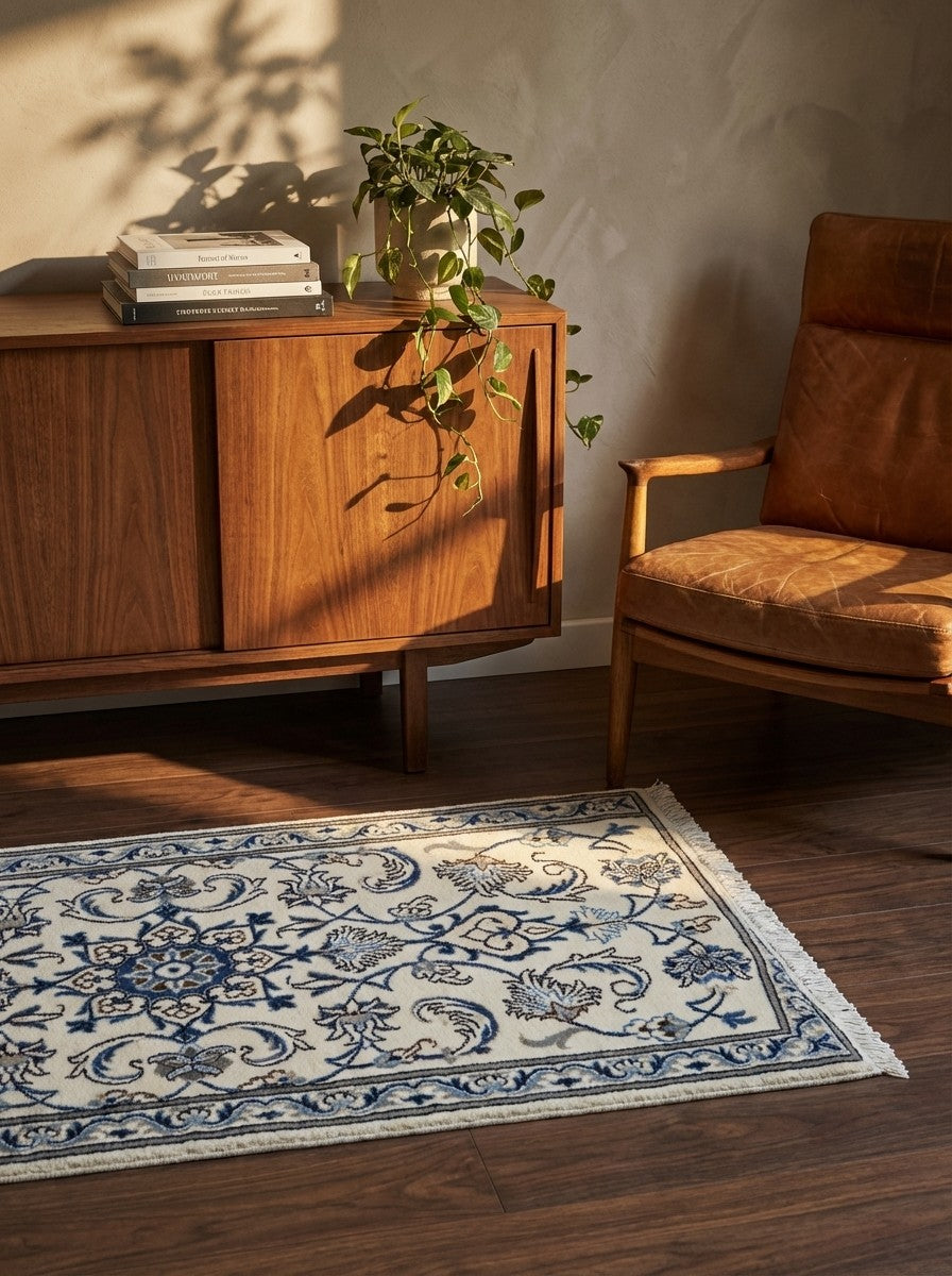 Nain 12La — Hand-knotted, 68x139 cm, Beige, 100% Virgin Wool | Back view