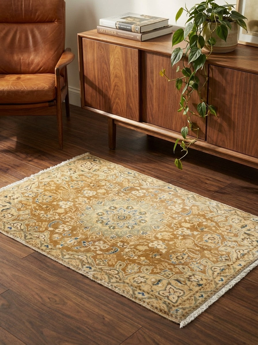 Heritage — Hand-knotted, 87x136 cm, Brown, 100% Virgin Wool | Back view