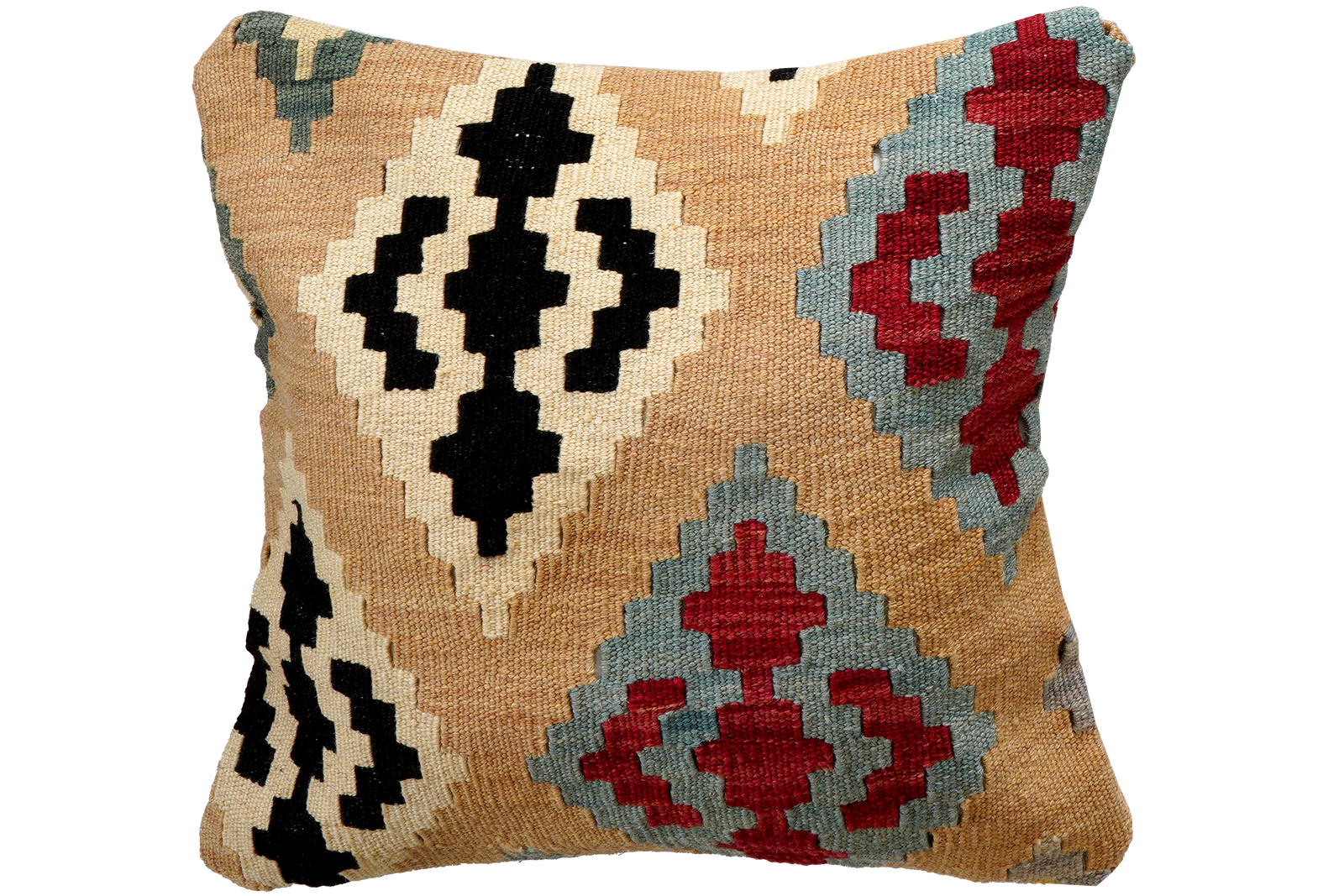 Kelim Kissen — Handgefertigt, 50x50 cm, Bunt, 100% Virgin Wool | Main view