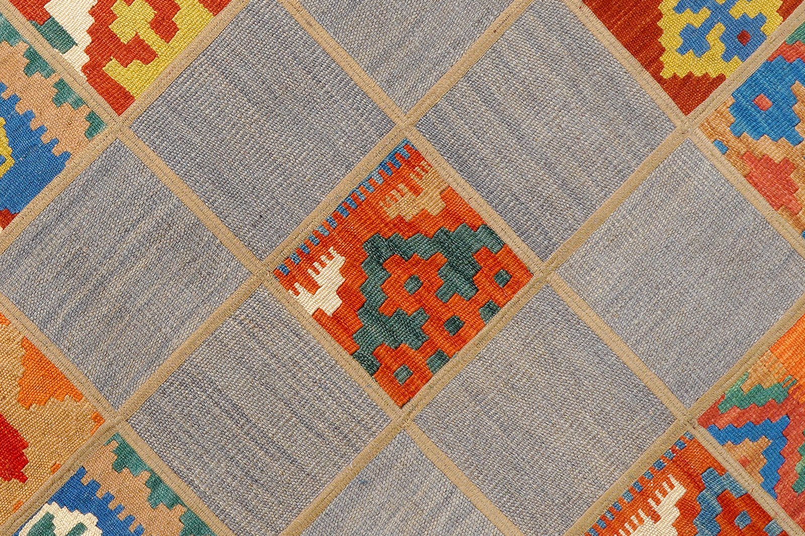 Kelim Tekkeh — Handmade, 150x200 cm, Grey, 100% Virgin Wool | View 5