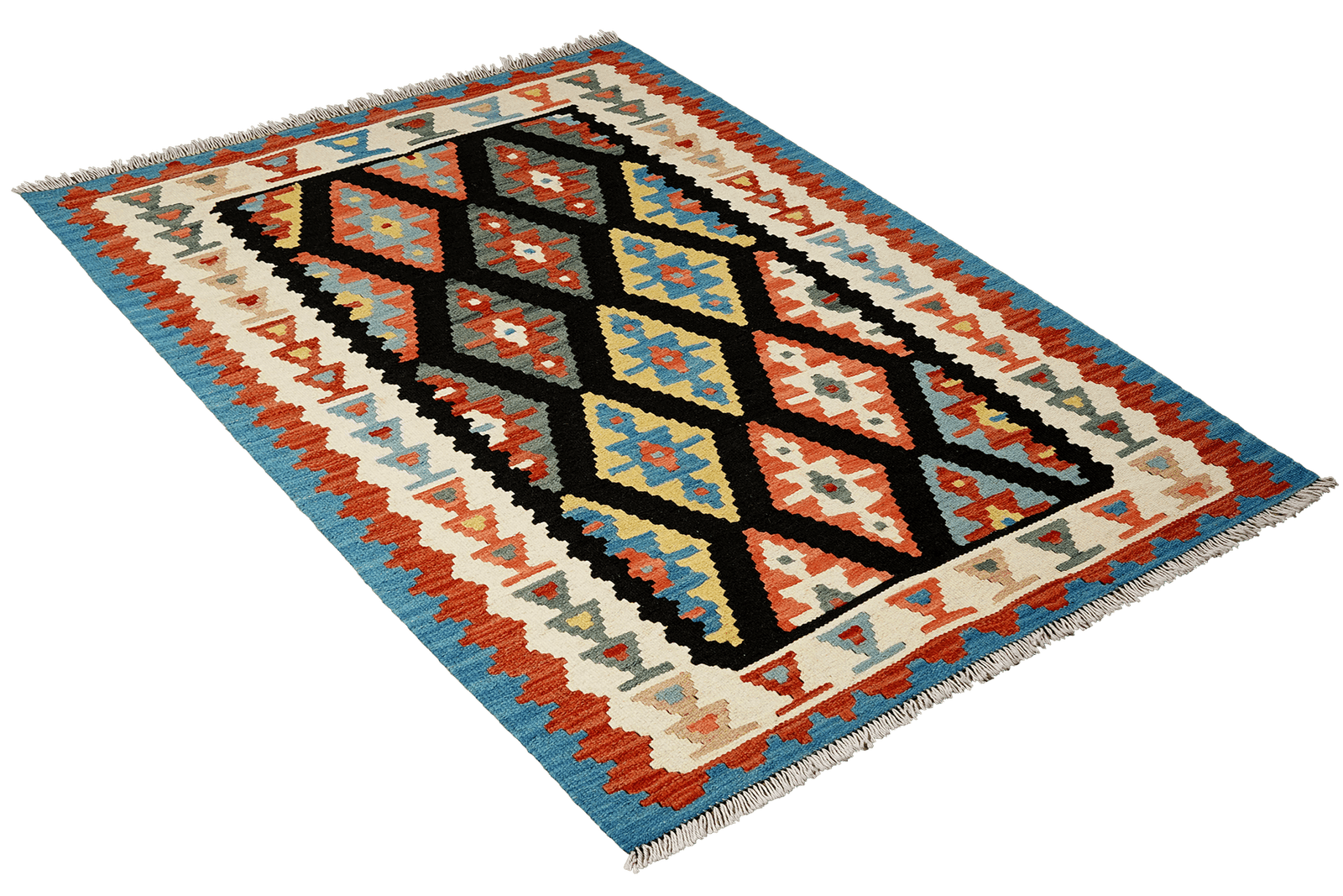 Kelim Gashgai — Handmade, 106x148 cm, Black, 100% Virgin Wool | View 4