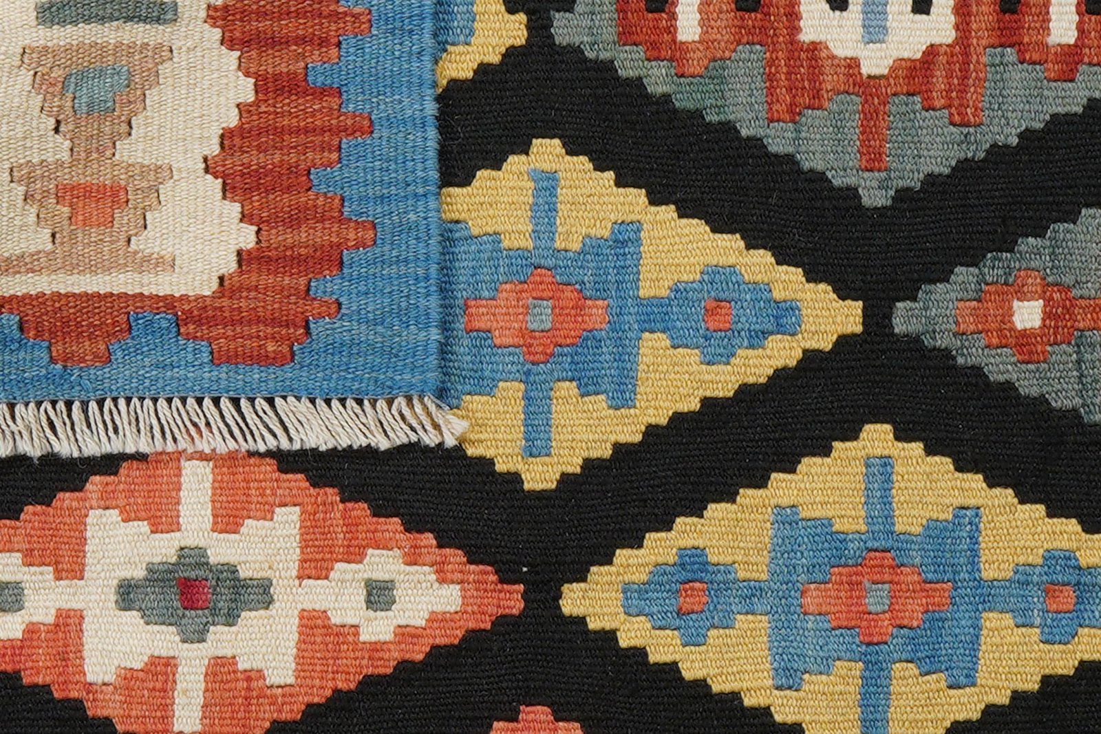 Kelim Gashgai — Handmade, 106x148 cm, Black, 100% Virgin Wool | View 6