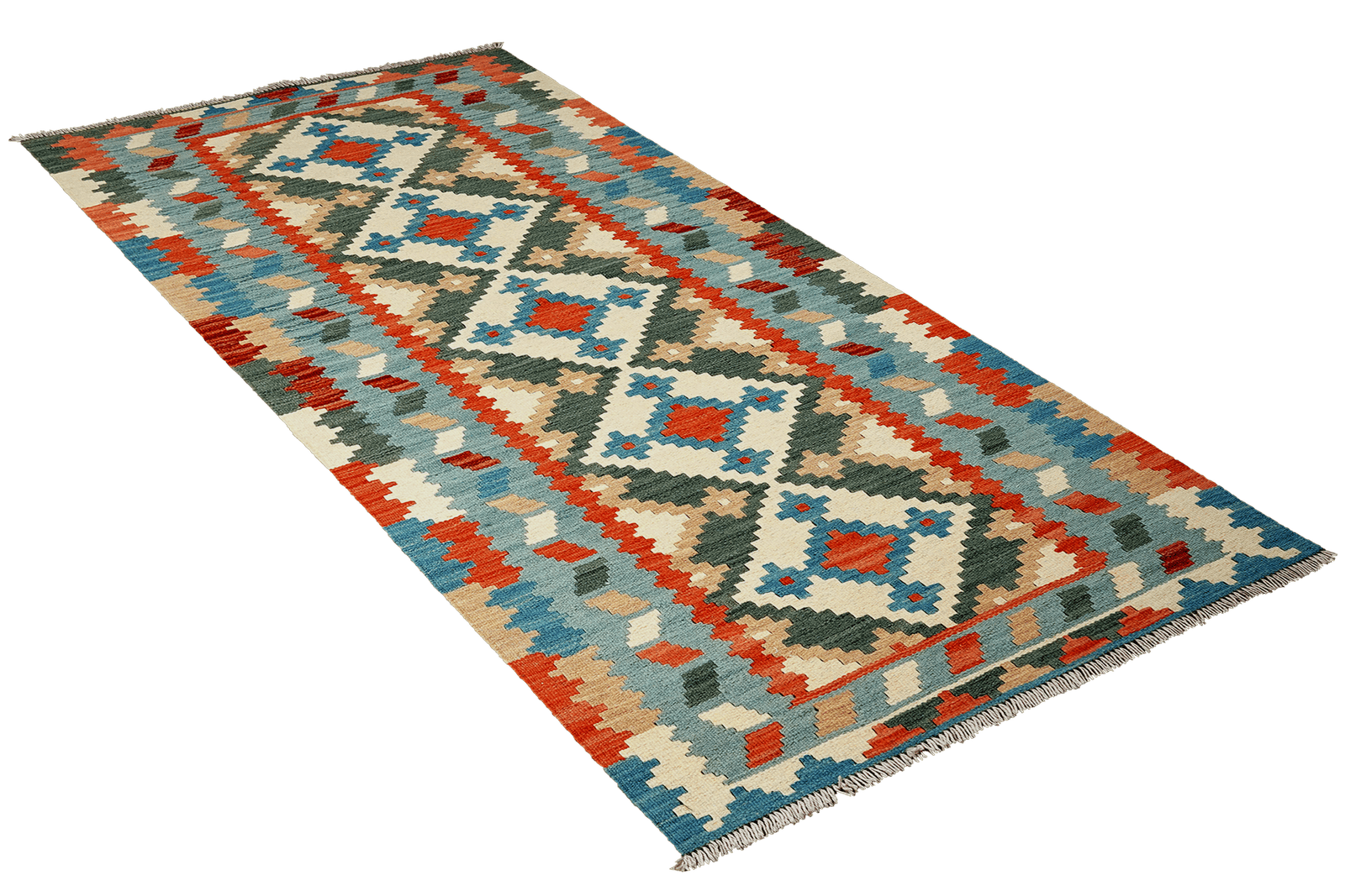 Kelim Gashgai — Handmade, 80x197 cm, Beige, 100% Virgin Wool | View 4