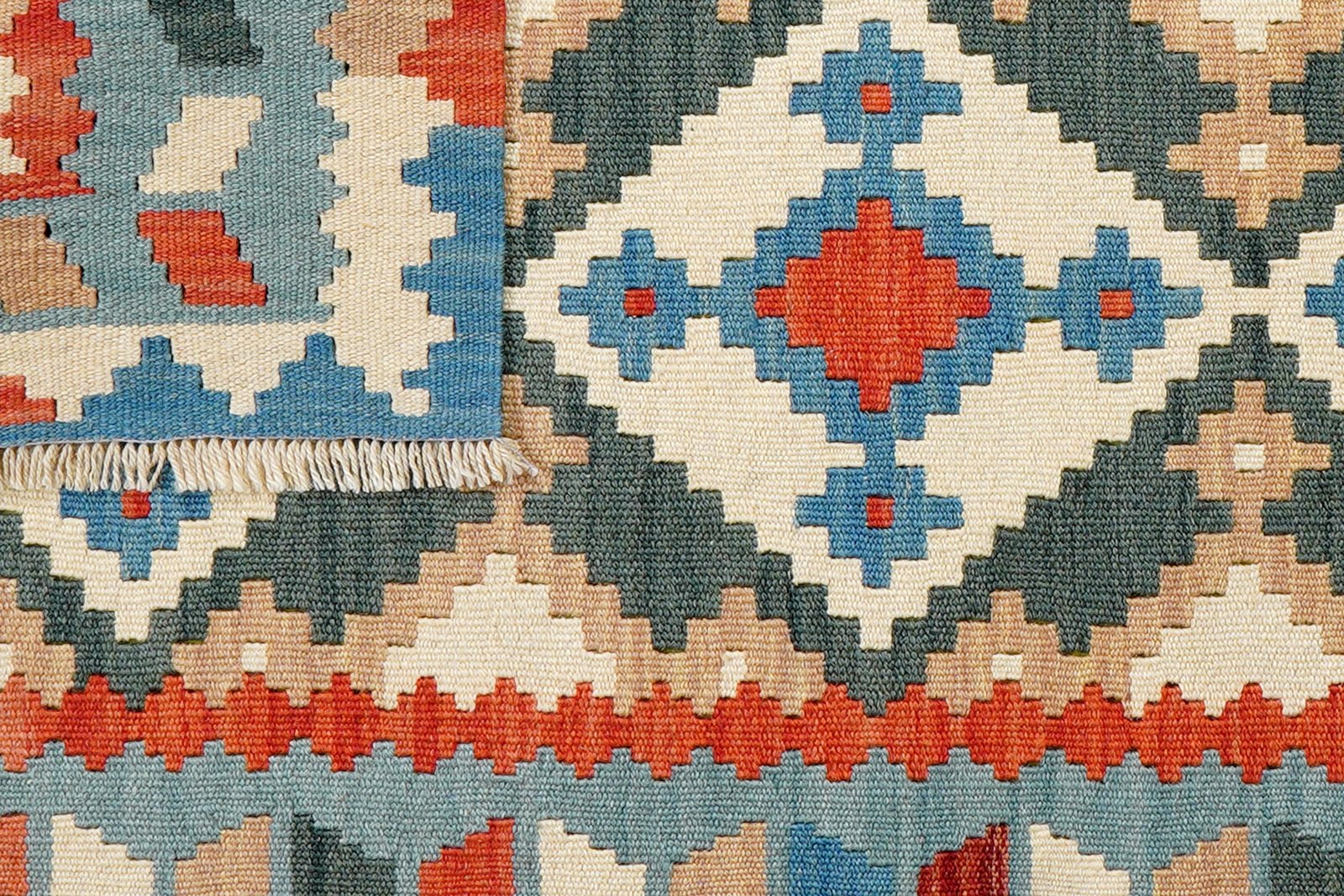 Kelim Gashgai — Handmade, 80x197 cm, Beige, 100% Virgin Wool | View 6