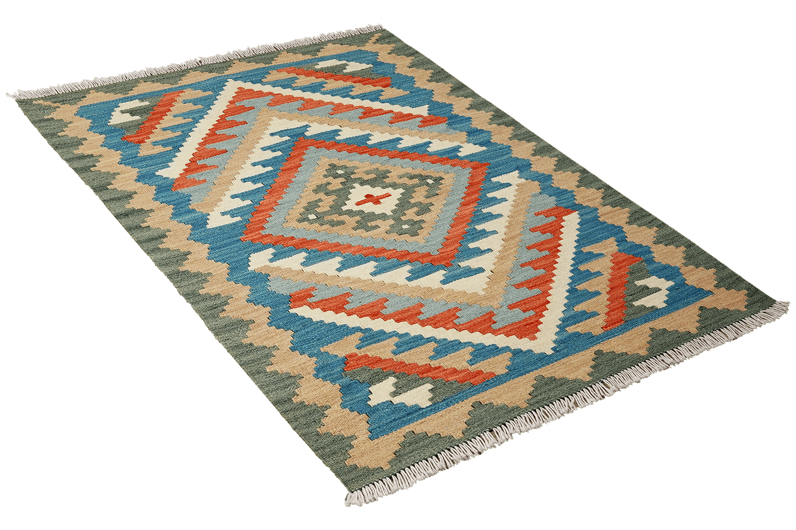 Kelim Gashgai — Handmade, 82x119 cm, Blue, 100% Virgin Wool | View 4