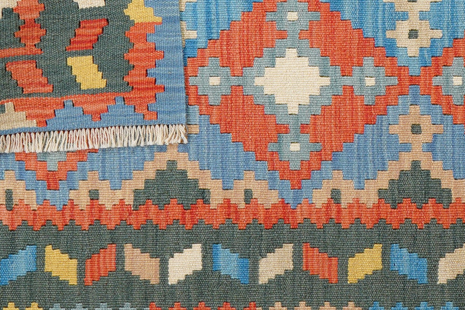 Kelim Gashgai — Handmade, 81x202 cm, Red, 100% Virgin Wool | View 6