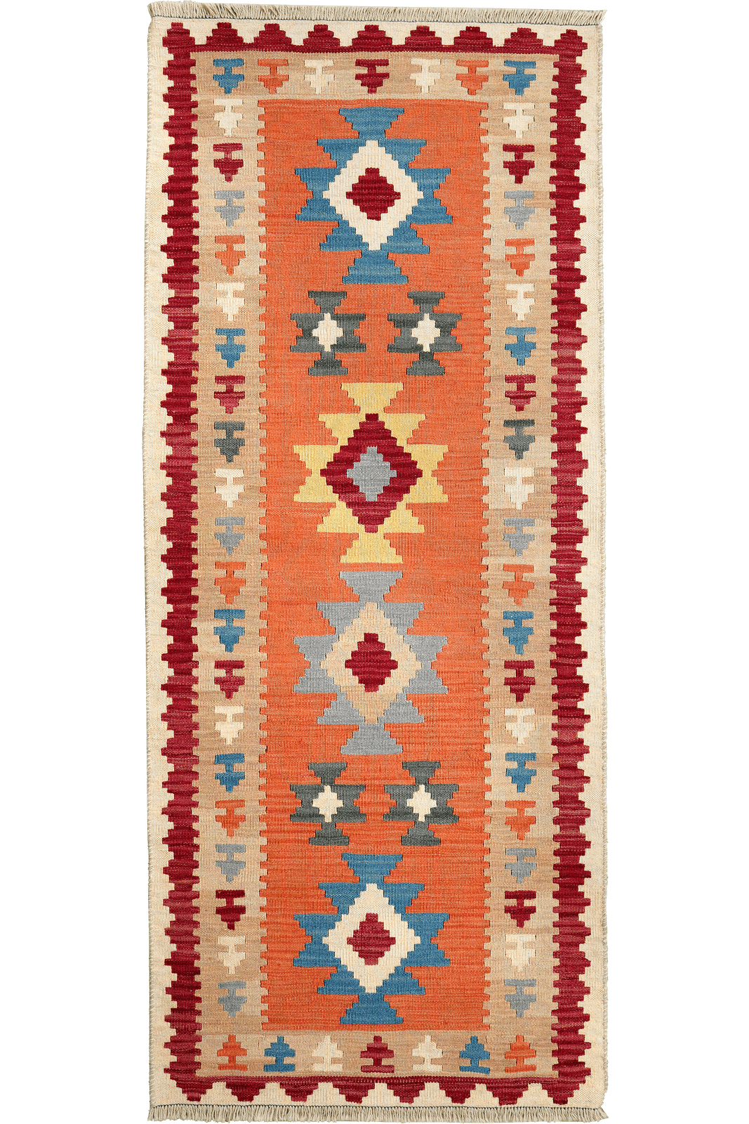 Kelim Gashgai — Handmade, 86x204 cm, Red, 100% Virgin Wool | Main view