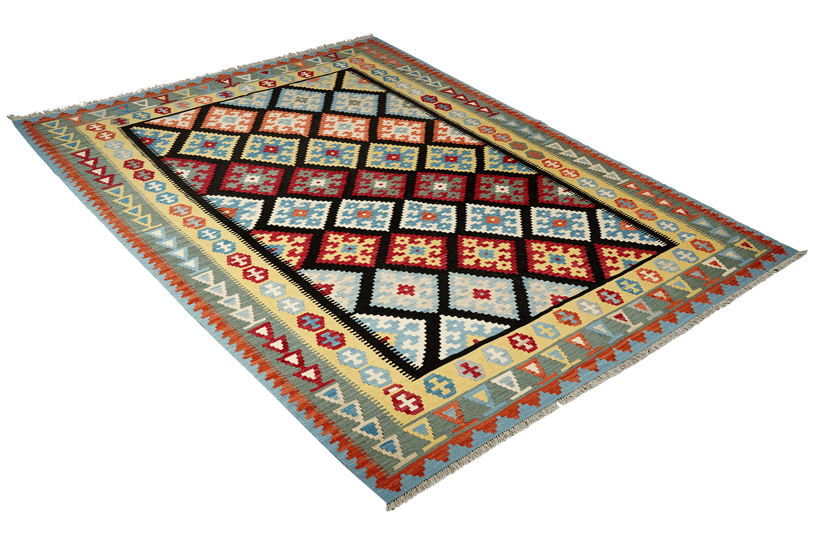 Kelim Gashgai — Handmade, 214x293 cm, Black, 100% Virgin Wool | View 4