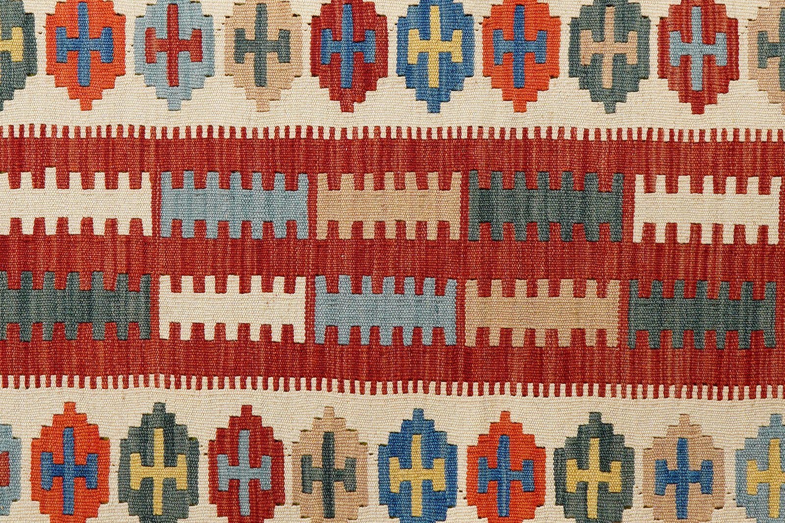 Kelim Gashgai — Handmade, 79x200 cm, Red, 100% Virgin Wool | View 5