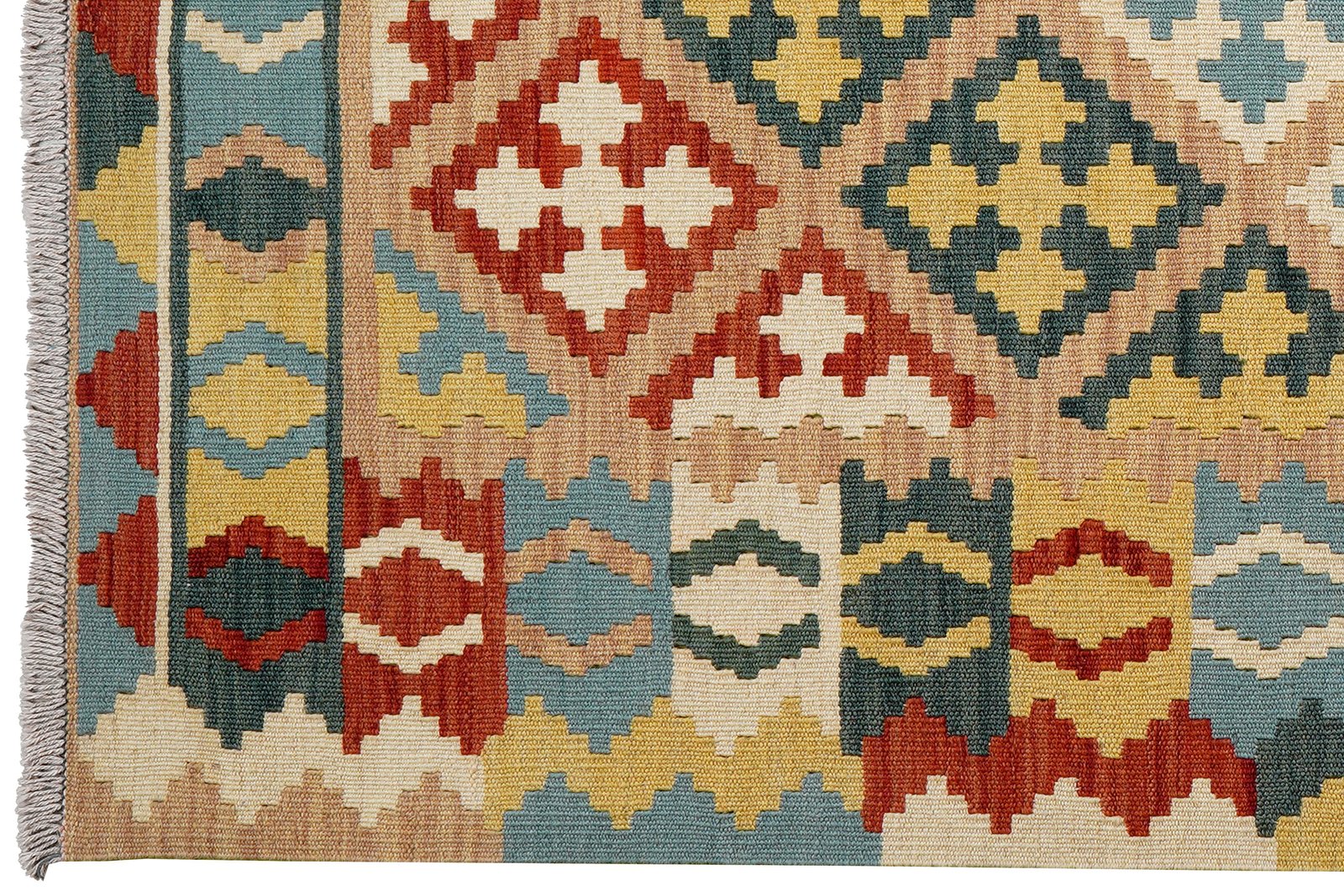 Kelim Gashgai — Handmade, 86x198 cm, Beige, 100% Virgin Wool | View 3