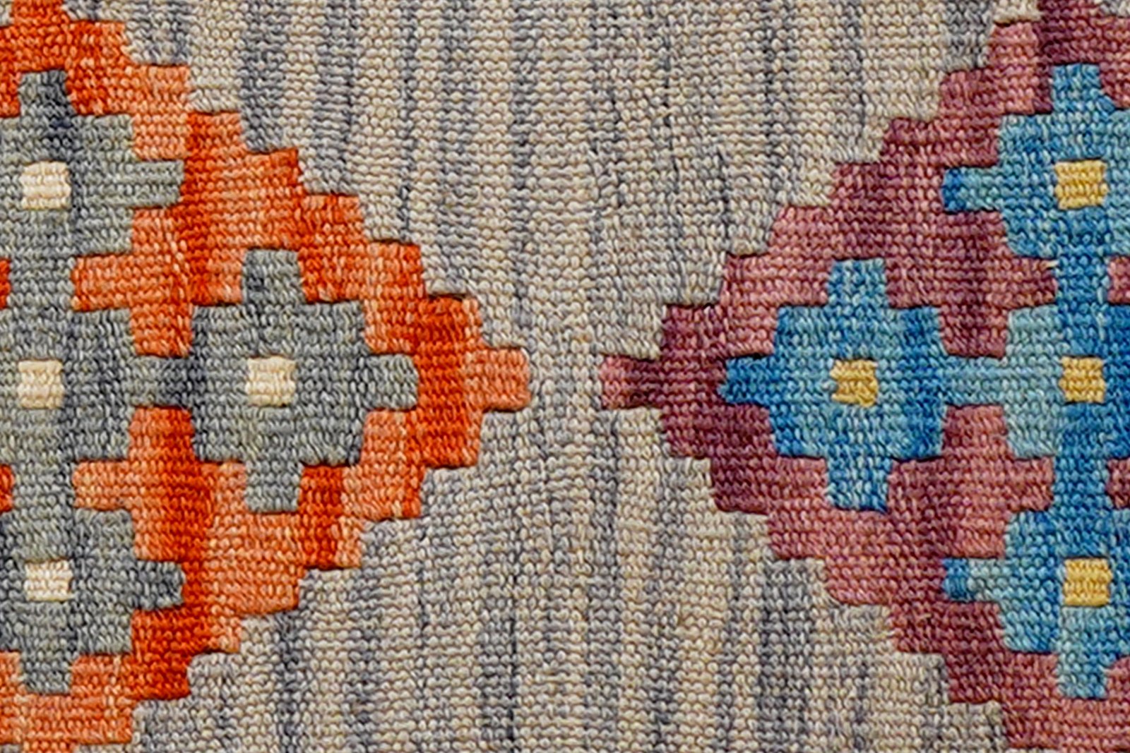 Kelim Gashgai — Handmade, 43x68 cm, Grey, 100% Virgin Wool | View 5