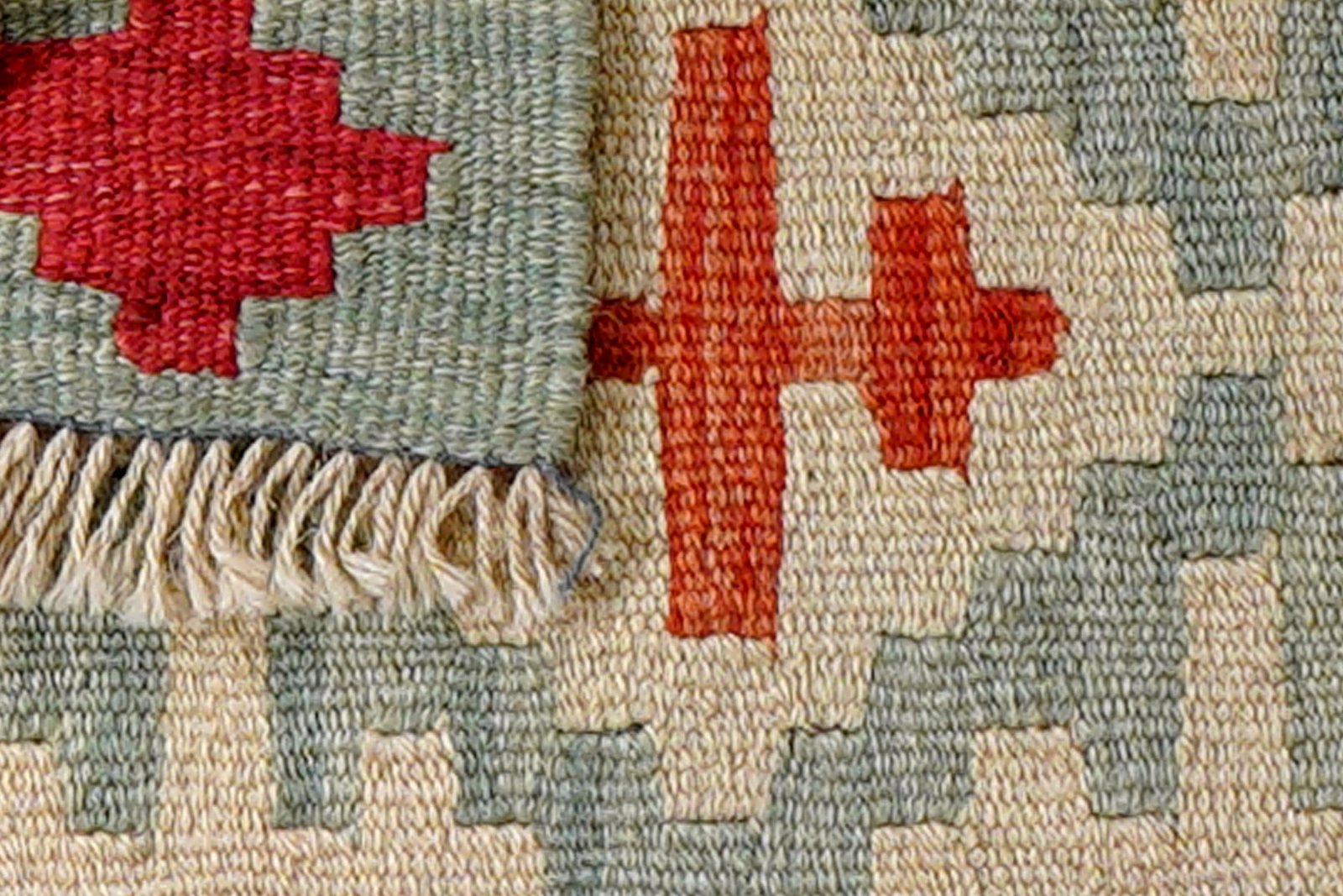 Kelim Gashgai — Handmade, 43x68 cm, Beige, 100% Virgin Wool | View 6