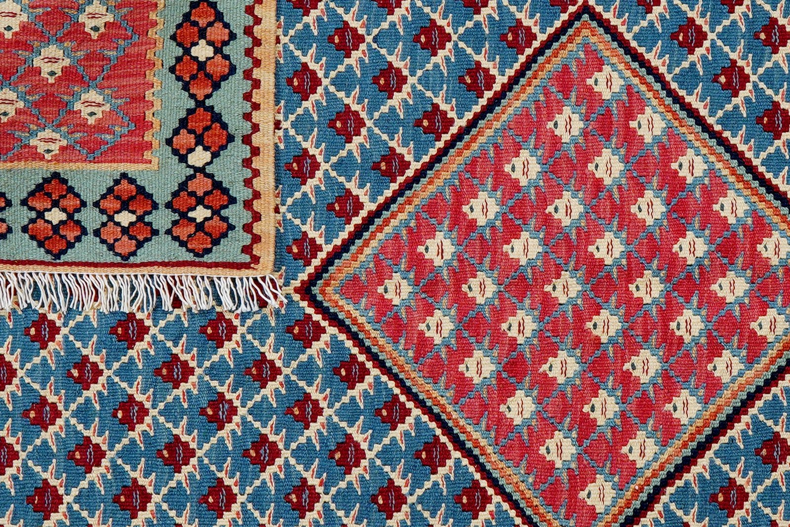 Kelim Senneh — Handmade, 107x156 cm, Blue, 100% Virgin Wool | View 6