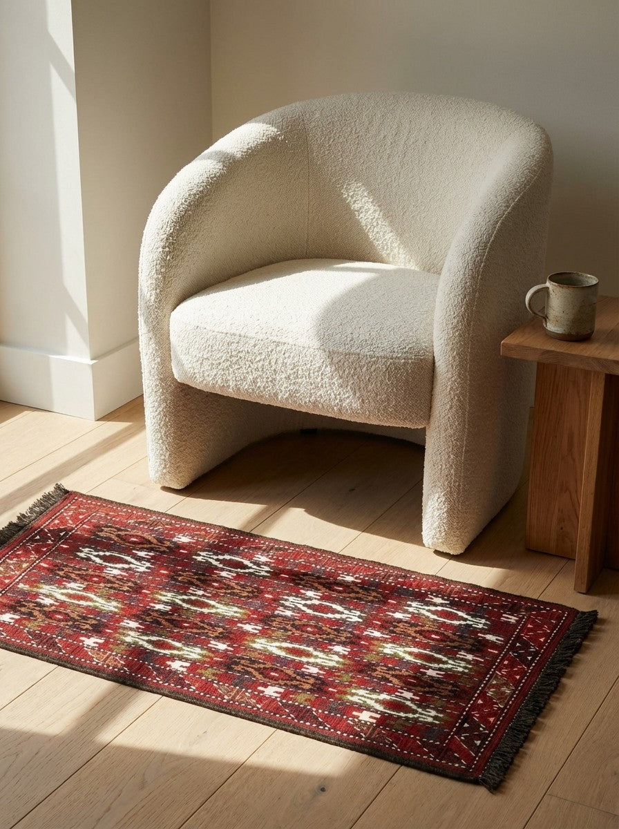 Kelim Turkman — Handmade, 100x45 cm, Multicolor, 100% Virgin Wool | Detail view