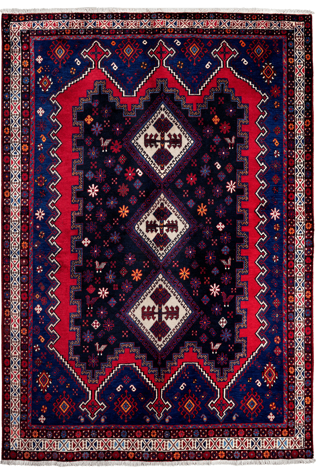 Afshar — Hand-knotted, 161x230 cm, Blue, 100% Virgin Wool | Main view