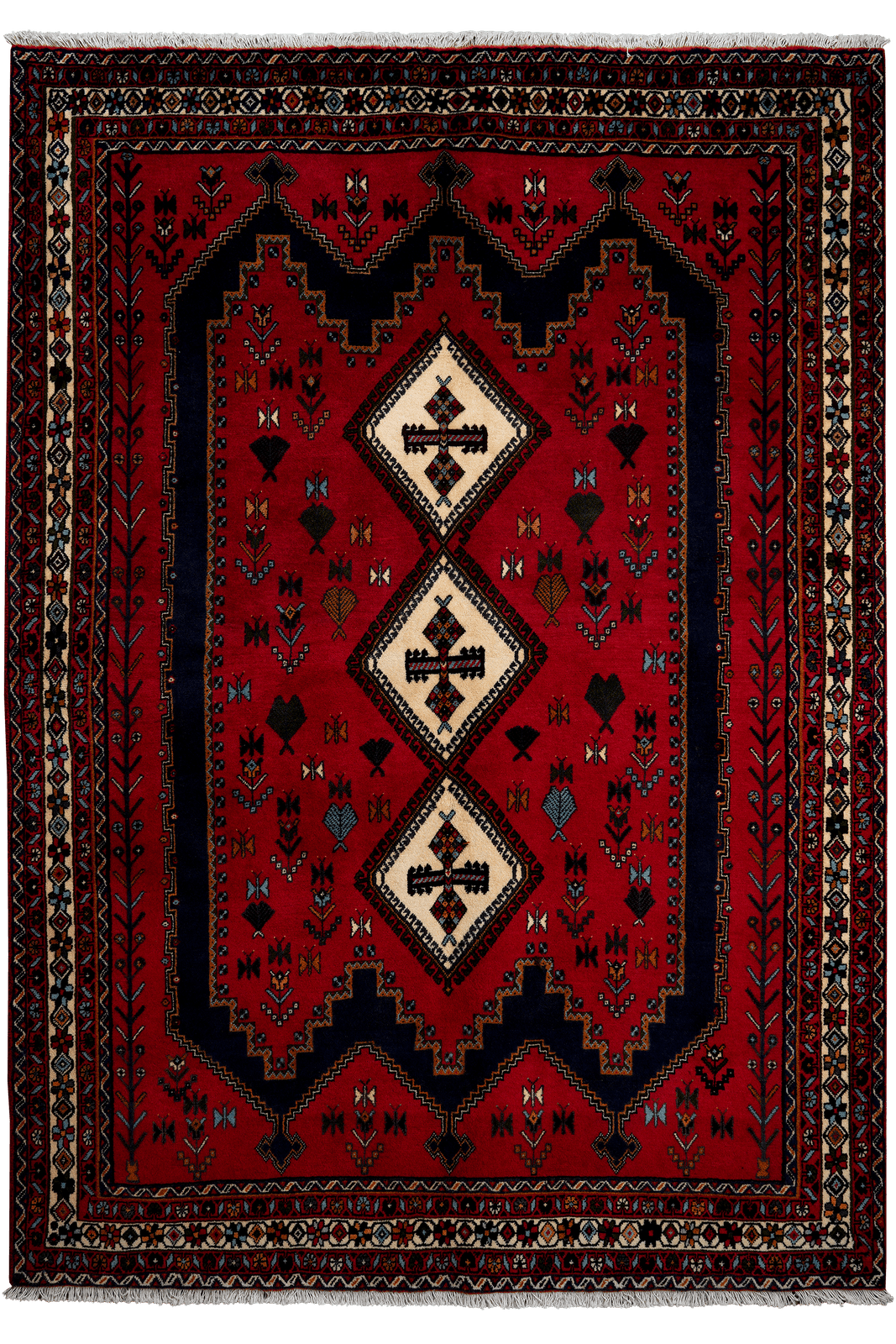 Afshar — Hand-knotted, 163x234 cm, Red, 100% Virgin Wool | Main view