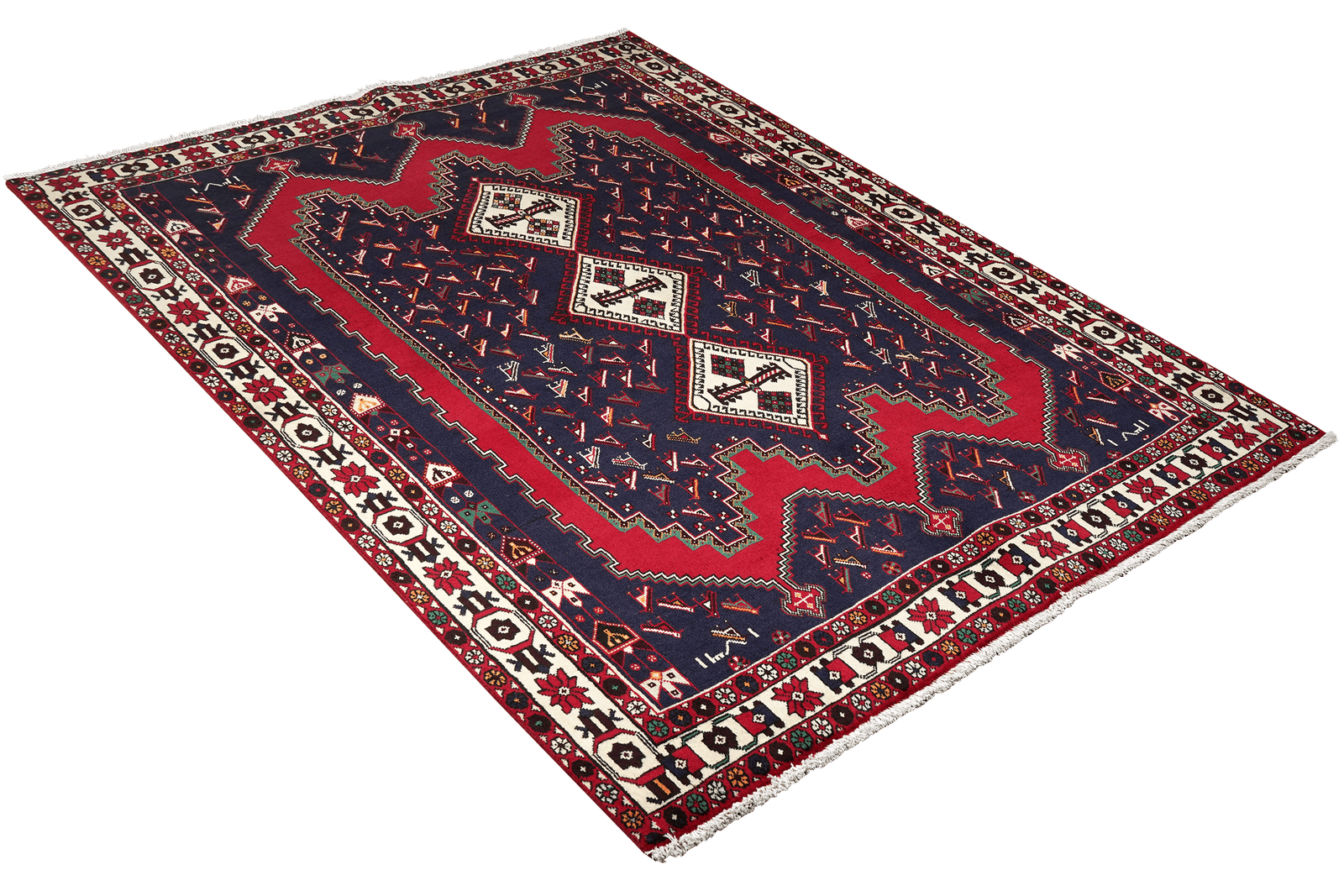 Afshar — Hand-knotted, 168x219 cm, Blue, 100% Virgin Wool | View 4