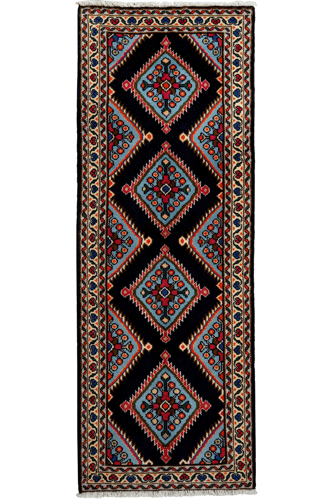 Hamadan — Hand-knotted, 69x192 cm, Blue, 100% Virgin Wool | Main view