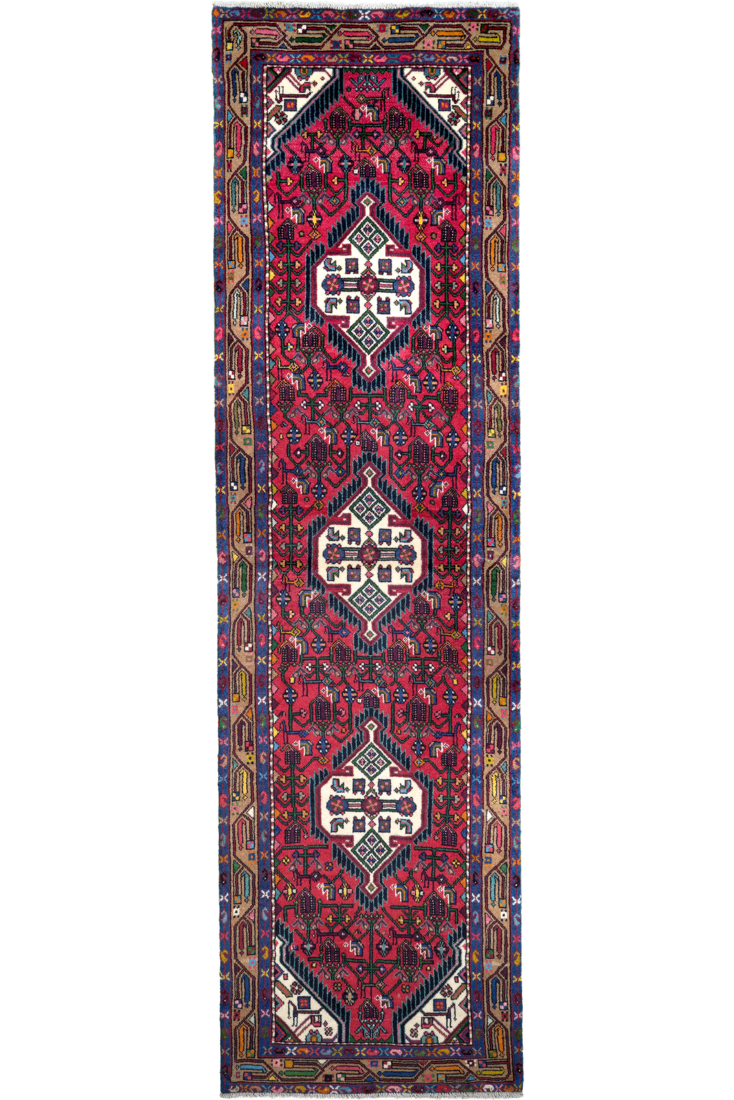Assadabad — Hand-knotted, 84x301 cm, Red, 100% Virgin Wool | Main view