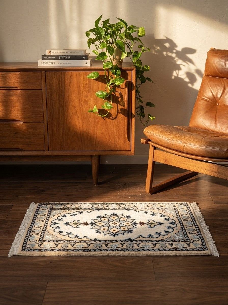 Nain 12La — Hand-knotted, 38x65 cm, Beige, 100% Virgin Wool | Back view