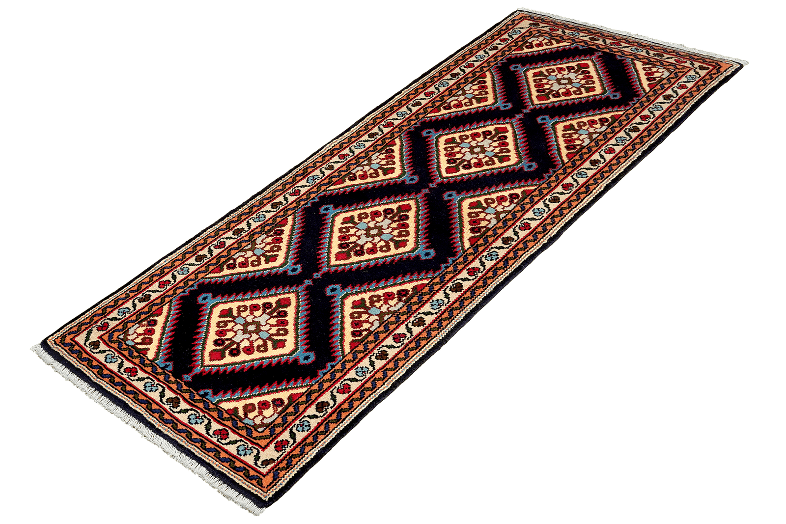 Hamadan — Hand-knotted, 70x204 cm, Blue, 100% Virgin Wool | View 5