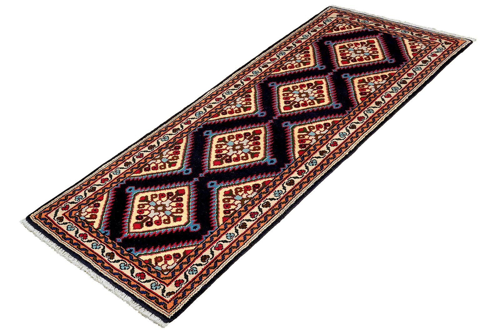Hamadan — Hand-knotted, 70x204 cm, Blue, 100% Virgin Wool | View 5