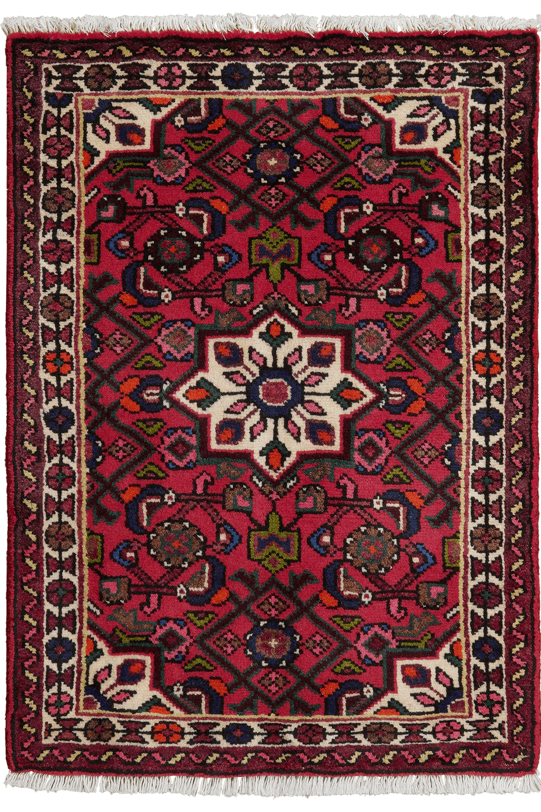 Hosseinabad — Hand-knotted, 63x90 cm, Red, 100% Virgin Wool | Main view