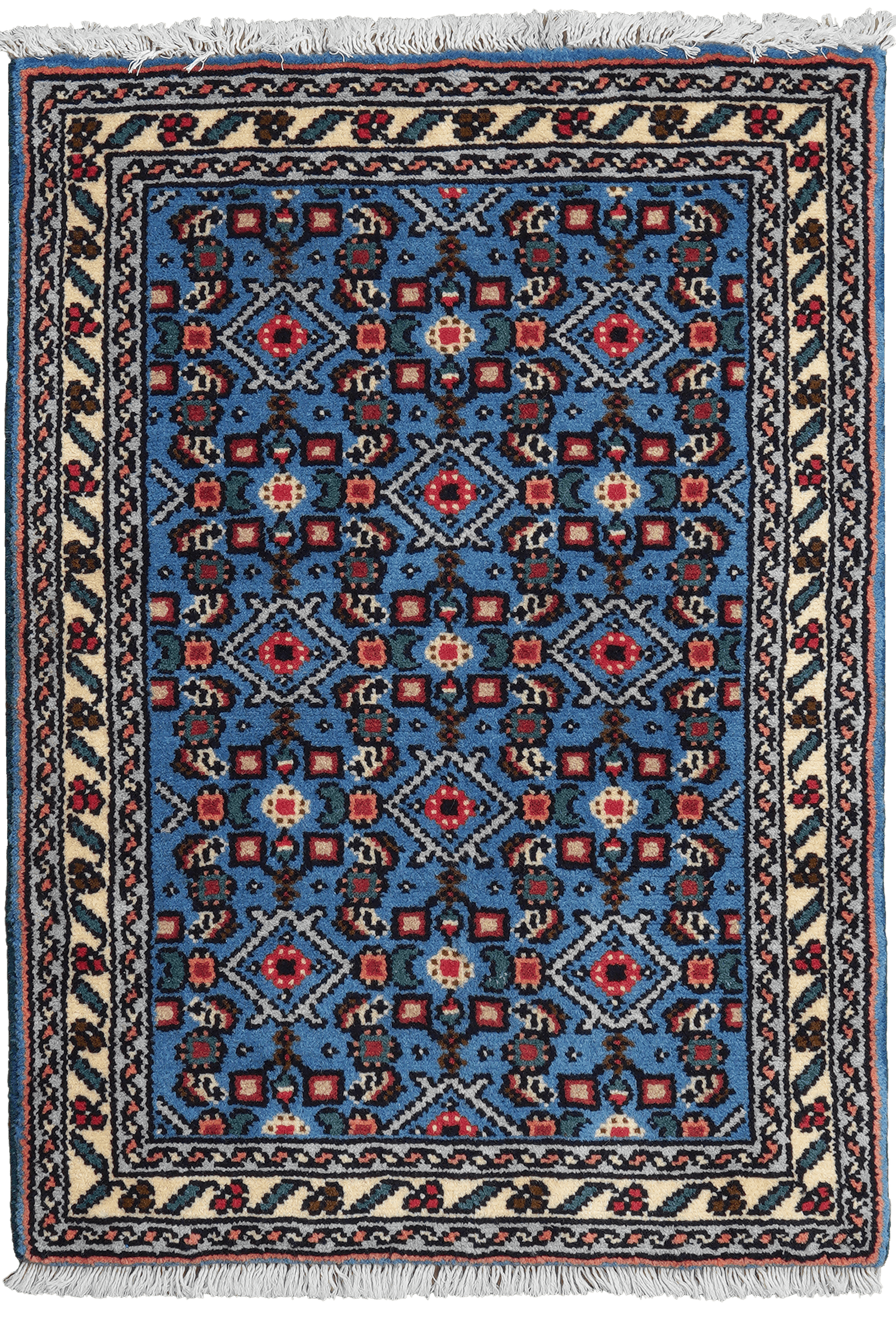 Hamadan — Hand-knotted, 61x88 cm, Blue, 100% Virgin Wool | Main view