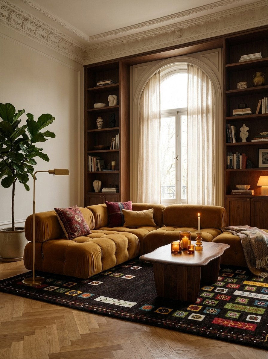 Rizbaf — Handgefertigt, 184x119 cm, Bunt, 100% Virgin Wool | Back view