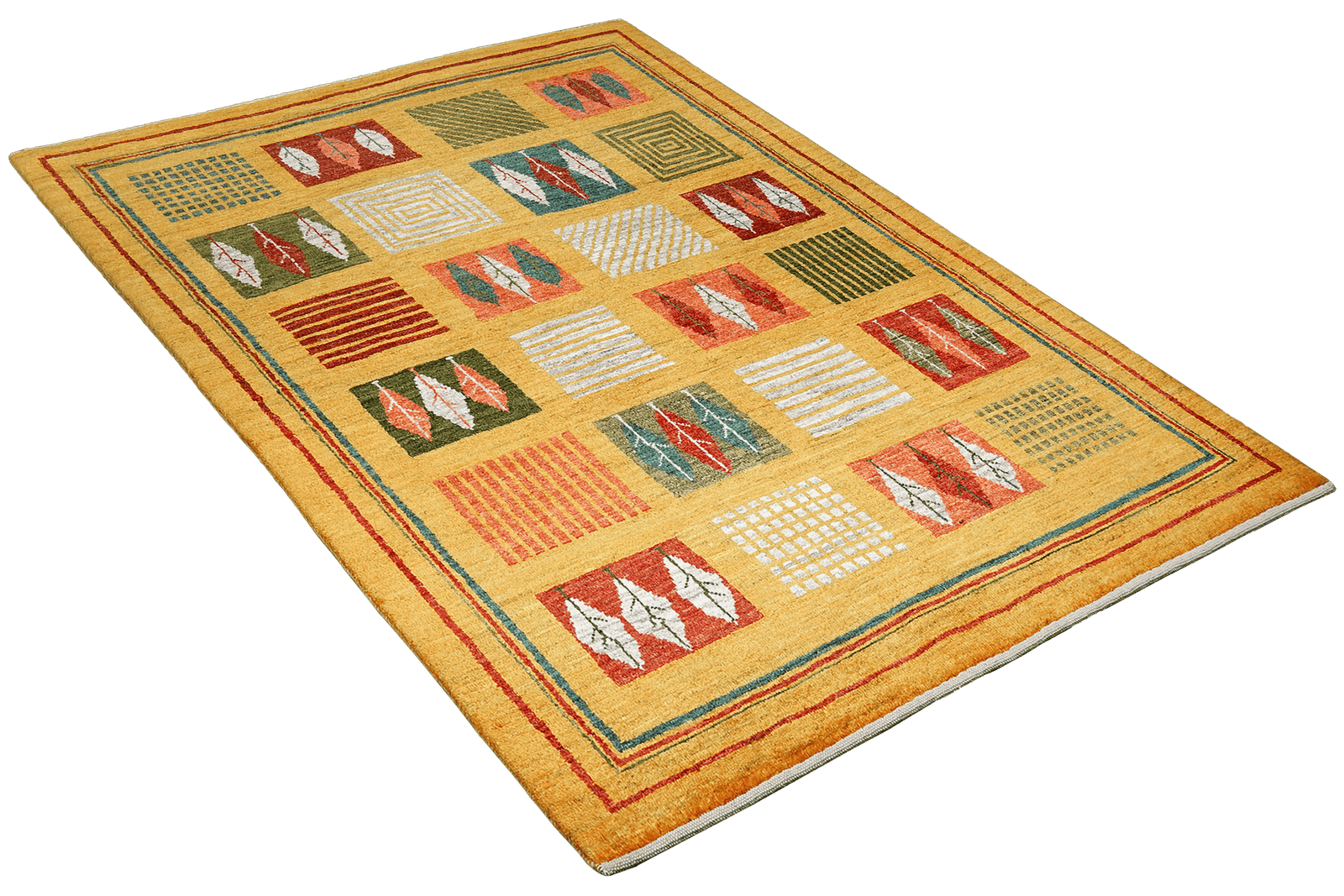 Rizbaf — Hand-knotted, 123x176 cm, Yellow, 100% Virgin Wool | View 4