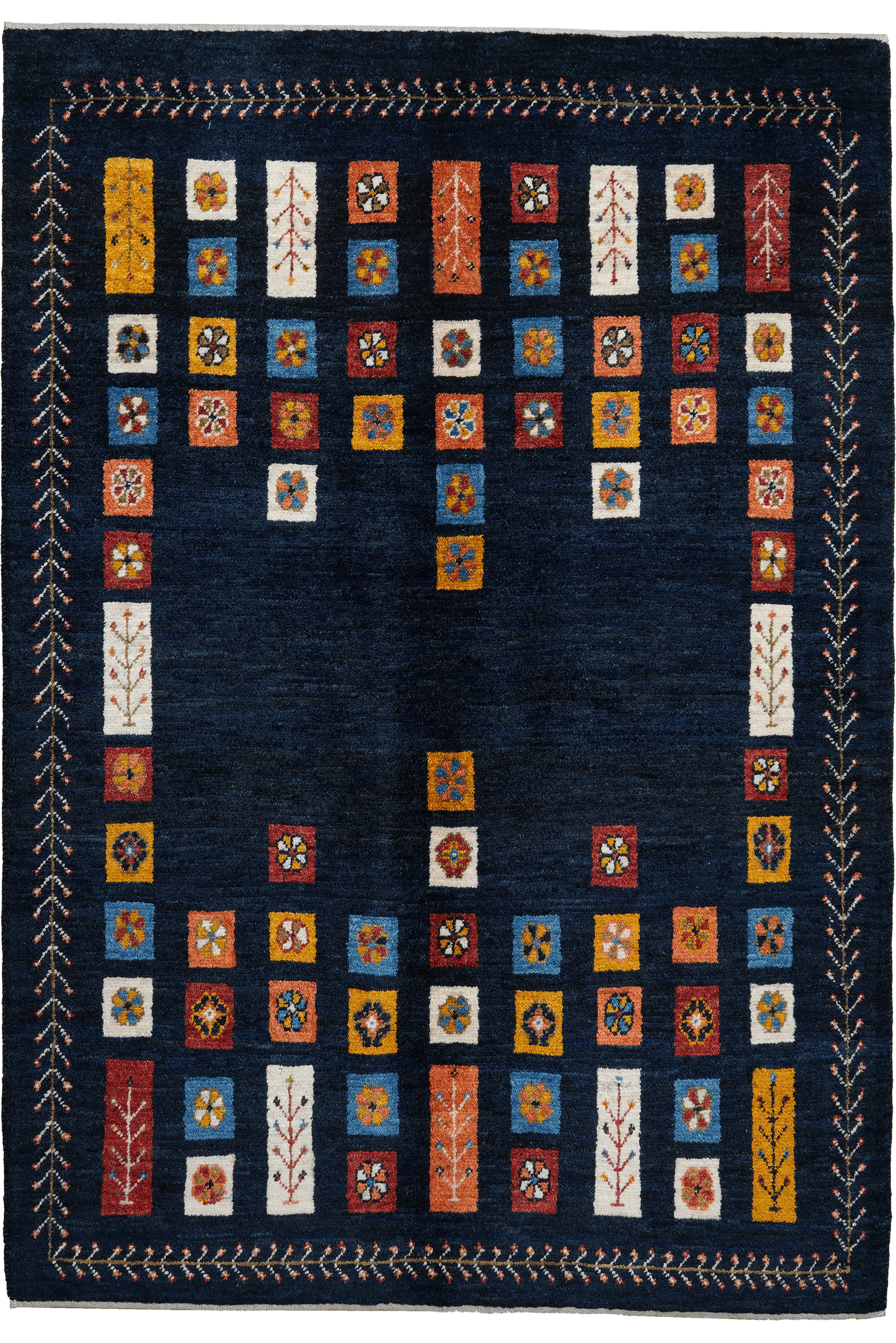 Rizbaf — Hand-knotted, 125x182 cm, Blue, 100% Virgin Wool | Main view
