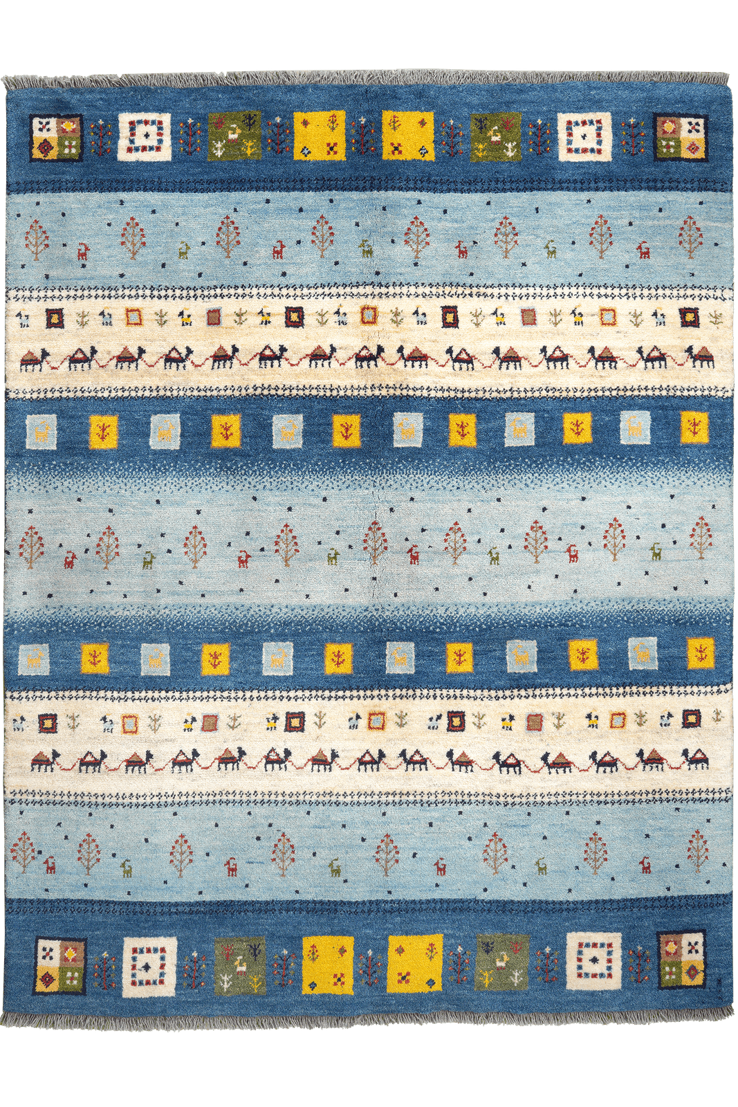 Rizbaf — Hand-knotted, 152x199 cm, Blue, 100% Virgin Wool | Main view
